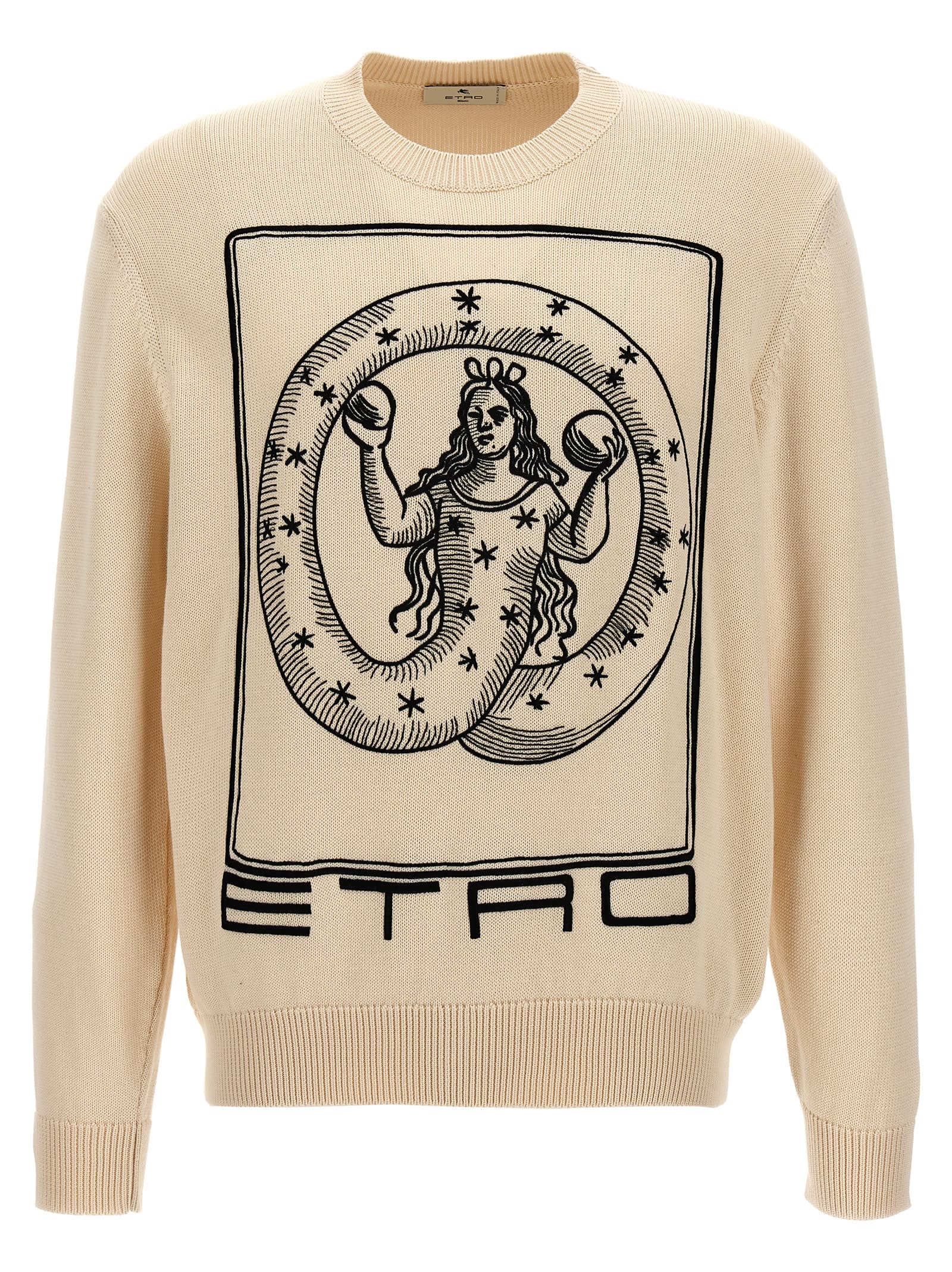 Shop Etro Logo Embroidery Sweater In Beige