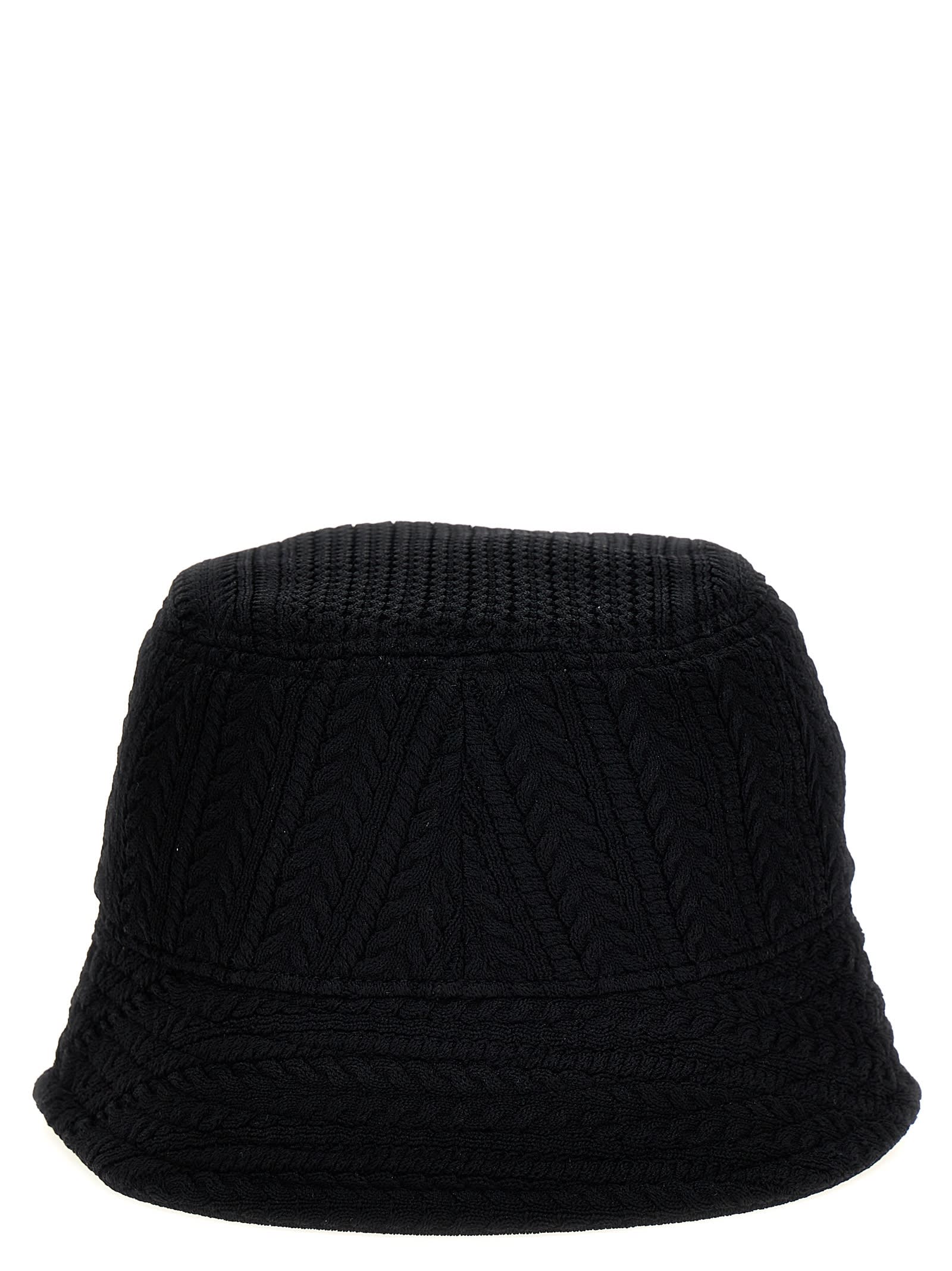 Jacquemus Le Bob Belo Cable Knit Bucket Hat In Black