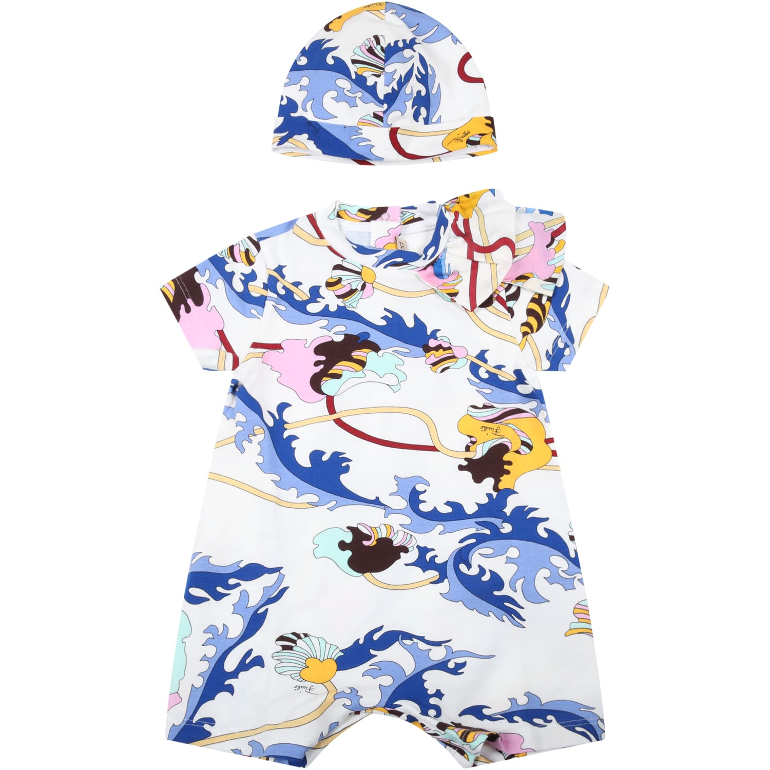 Emilio Pucci White Set For Baby Girl With Iconic Print