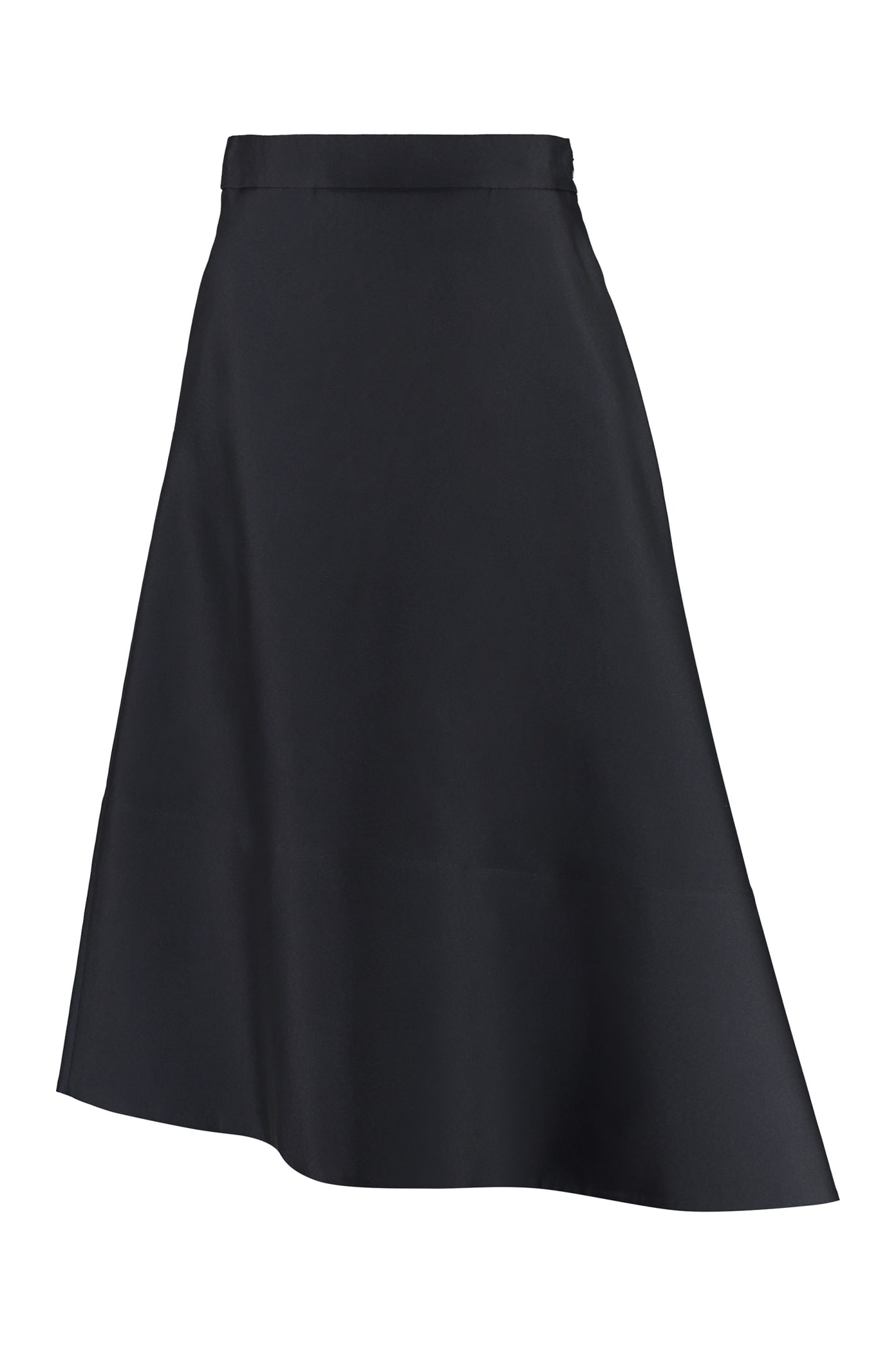Jil Sander Flared Midi Skirt With Pockets And High Waist In Blue