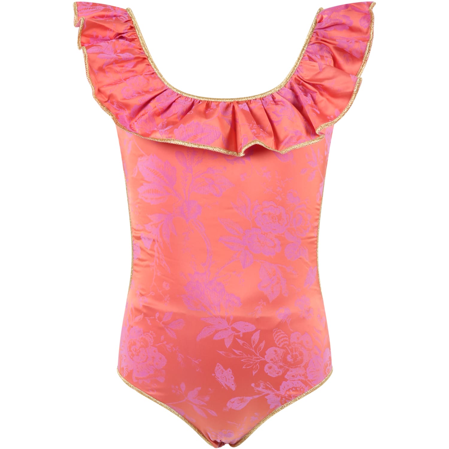 Oseree Pink Swimsuit For Girl With Flowers