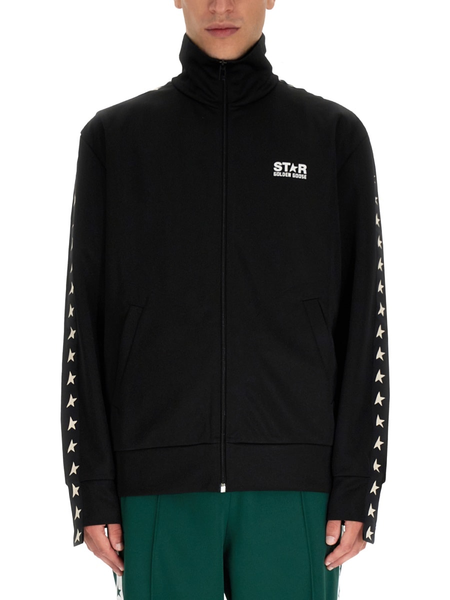 Shop Golden Goose Zipped Track Sweatshirt In Black