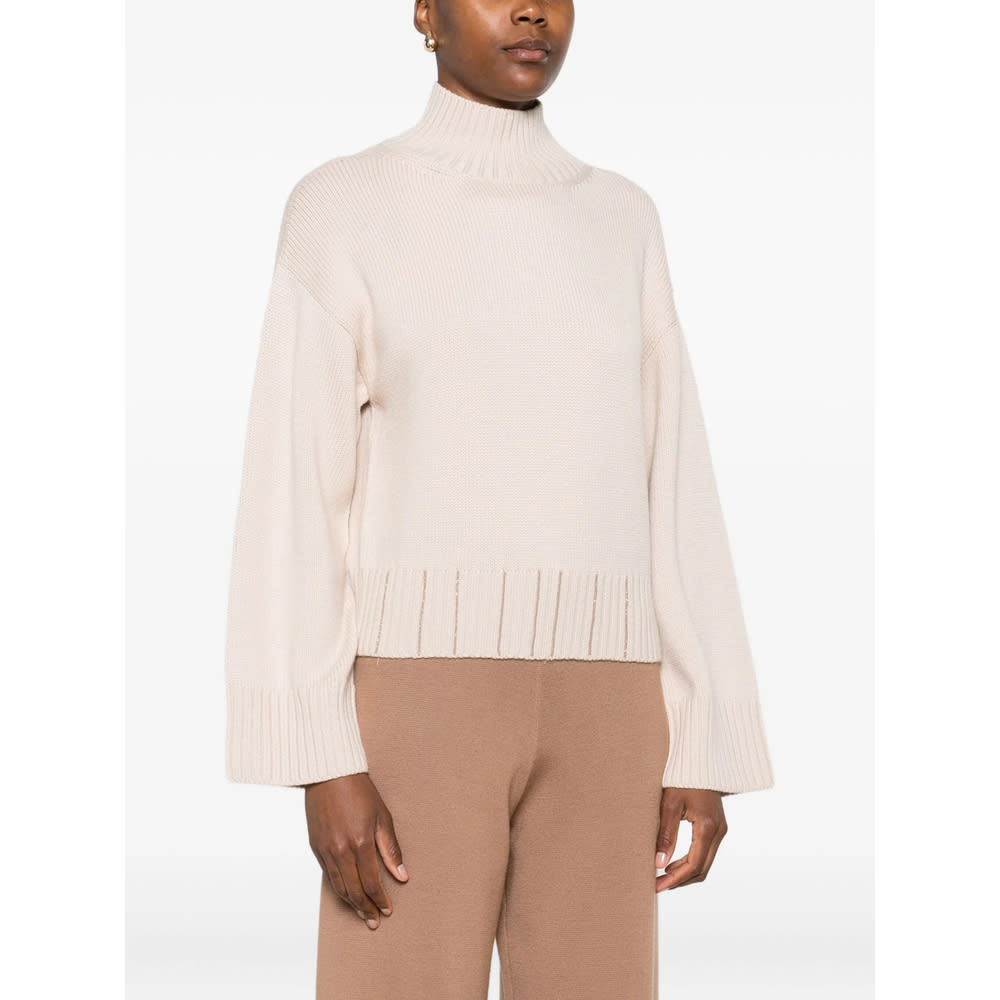 Fabiana Filippi Wool Turtleneck Sweater With Dropped Shoulders In Neutral