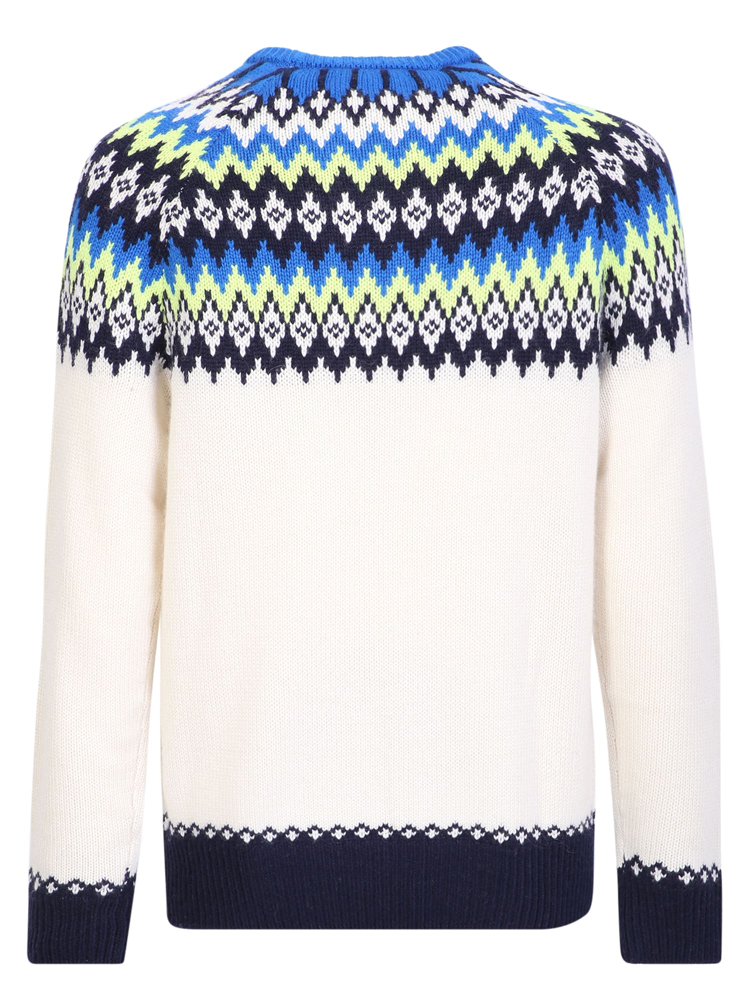 Mc2 Saint Barth White Jacquard Sweater With Fair Isle Pattern In White