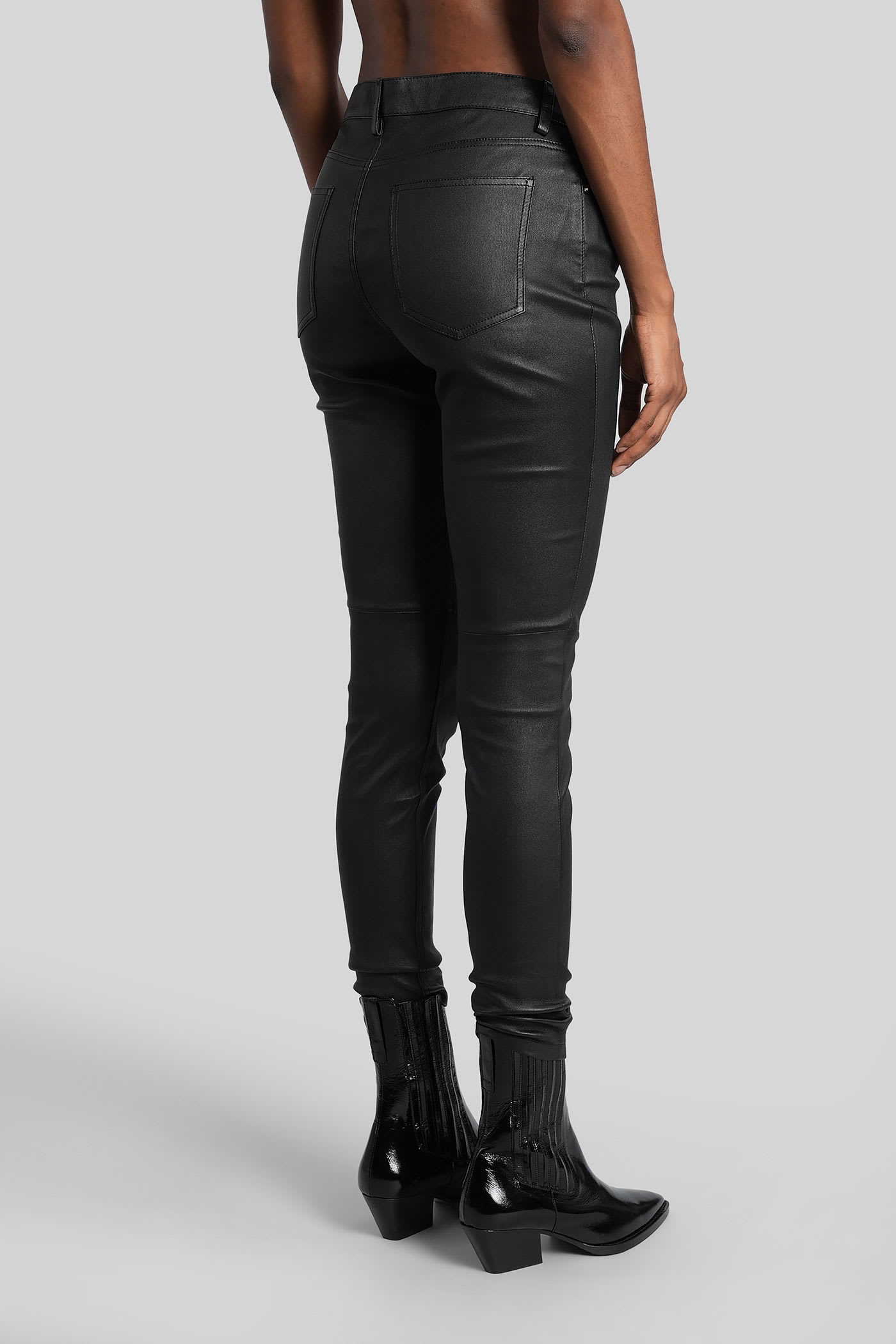 Iro Zaslim Pants In Black Leather In Black