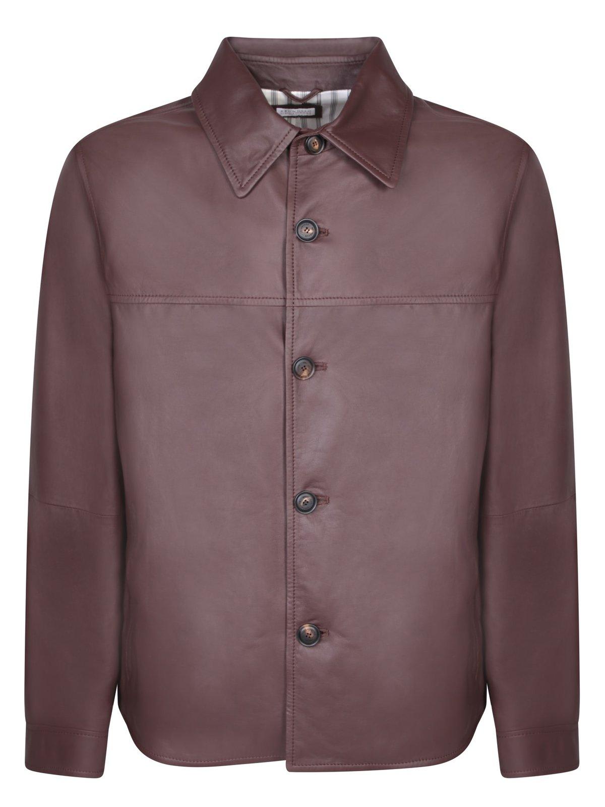 BRUNELLO CUCINELLI BUTTON-UP LEATHER JACKET