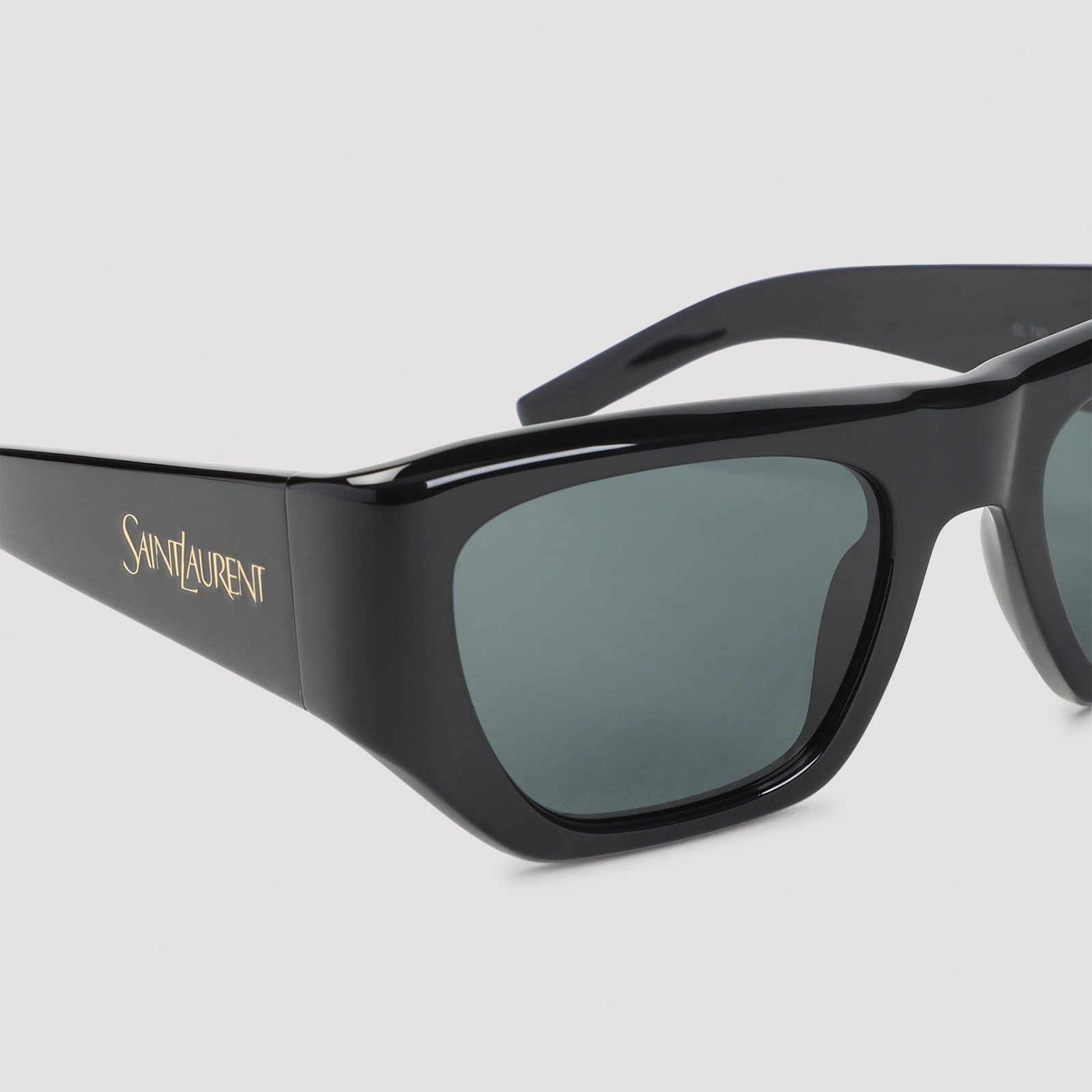 Saint Laurent Black Pillowed Square Sunglasses In Black