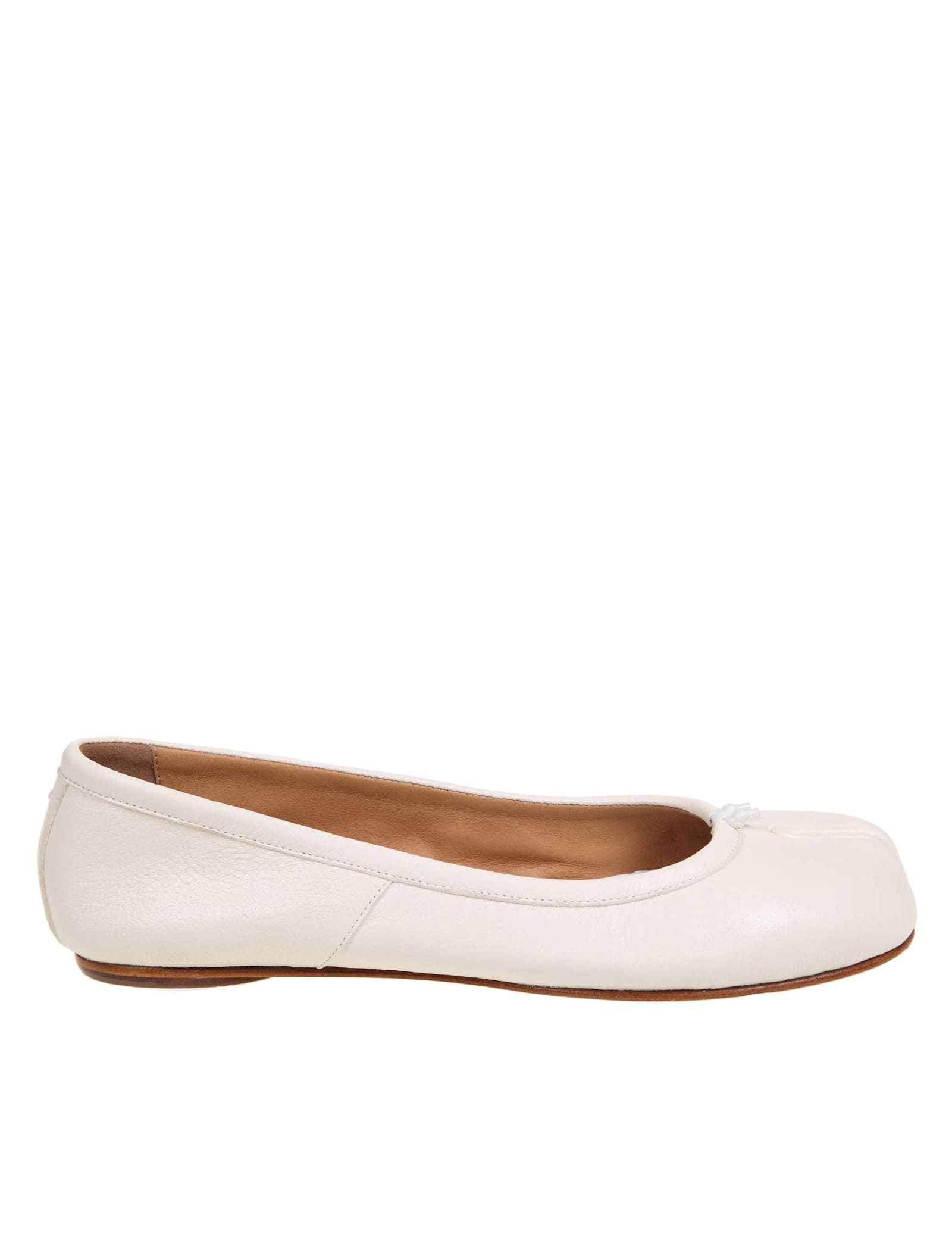 Milk Color Leather Tabi Ballerina