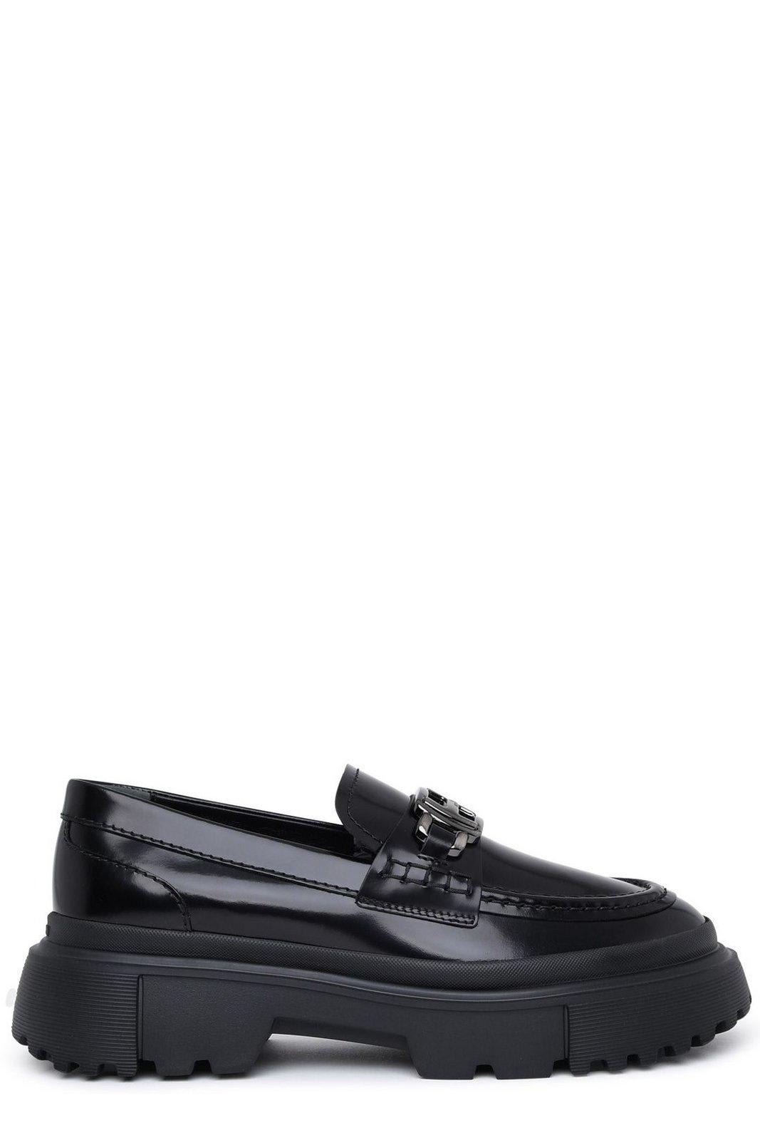 Hogan Logo Plaque Round-toe Loafers Hogan