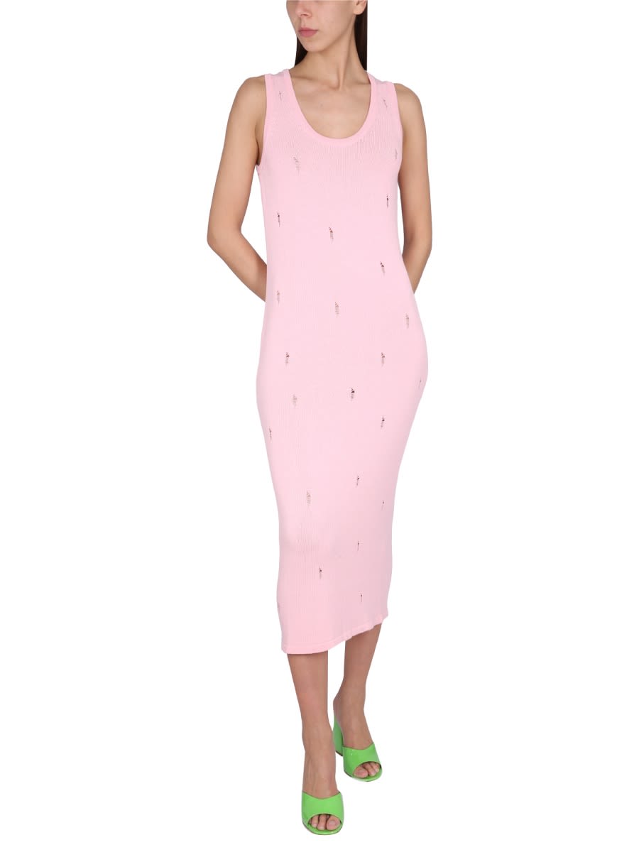 Barrow Chic Viscose Midi Dress In Pink