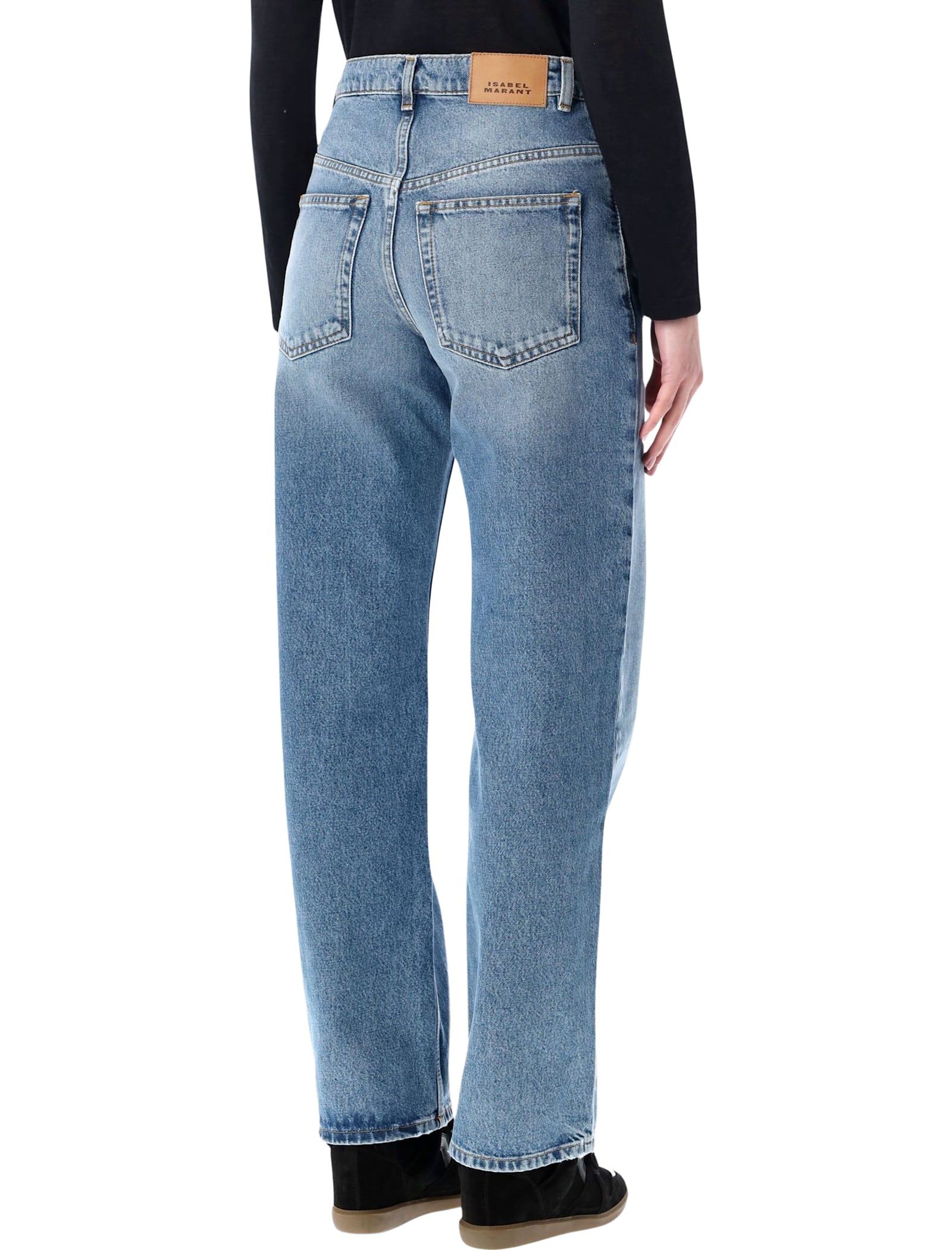 Isabel Marant Étoile Dromie Denim Trousers Contrast Stitching Design In Blue