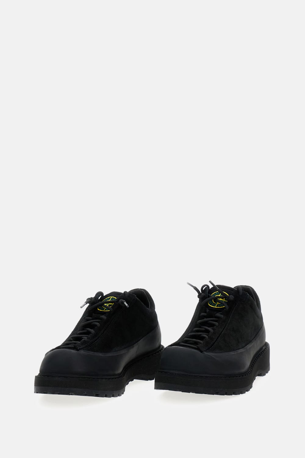Stone Island Suede Leather Sneakers In Black