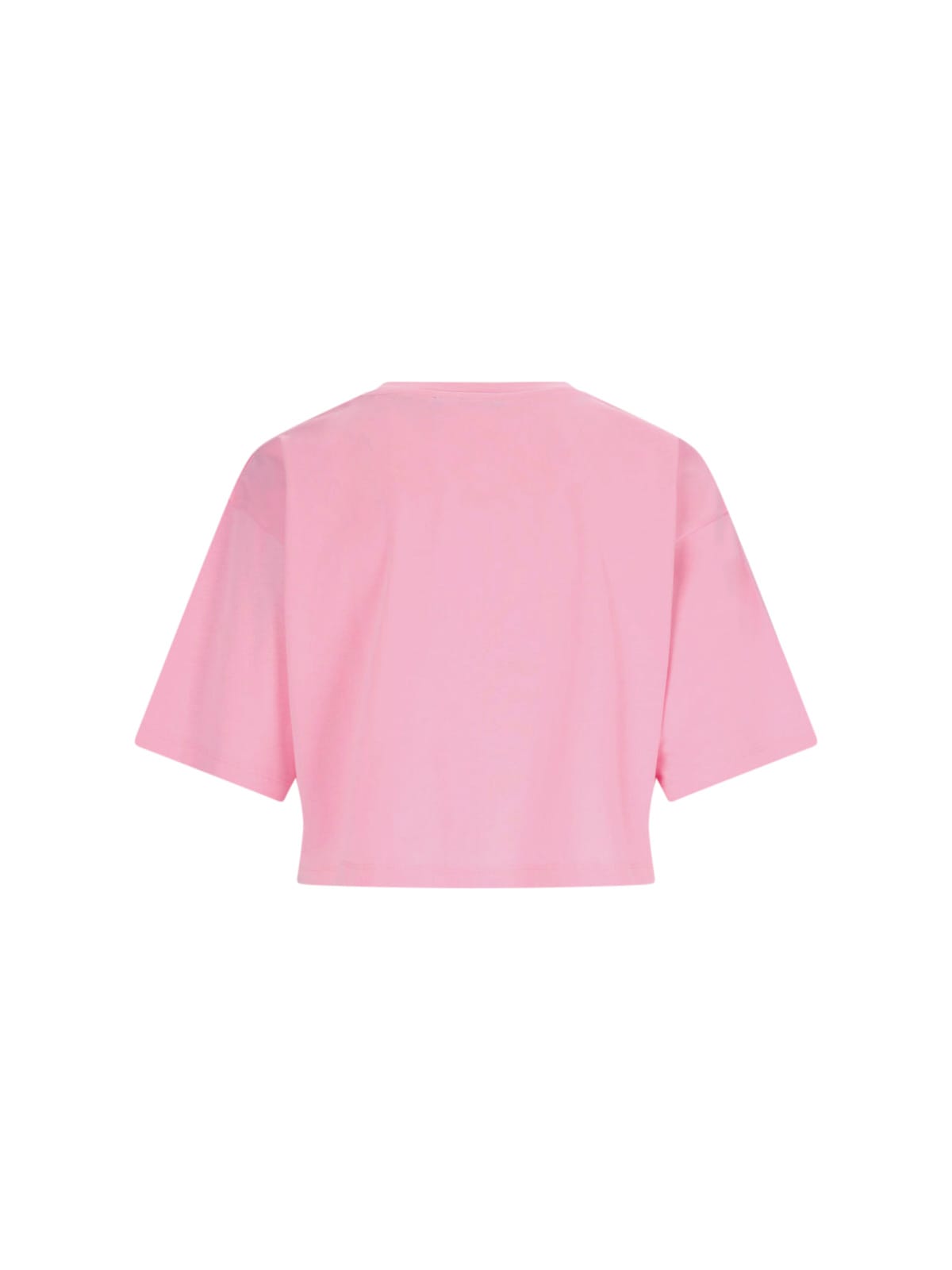 Balmain Cropped Logo Screen Print Tee In Pink