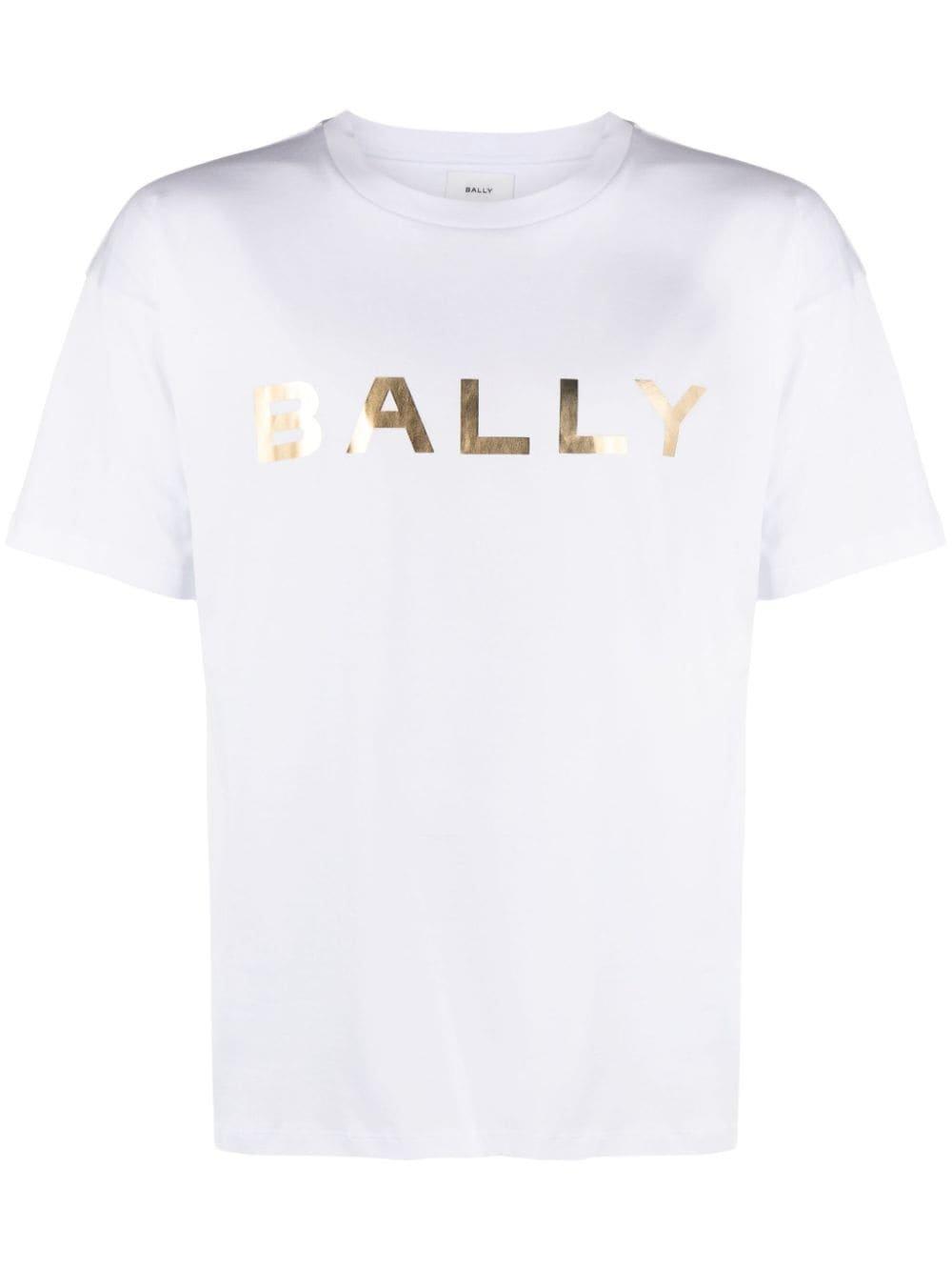 Shop Bally Logo Printed Crewneck T-shirt In White