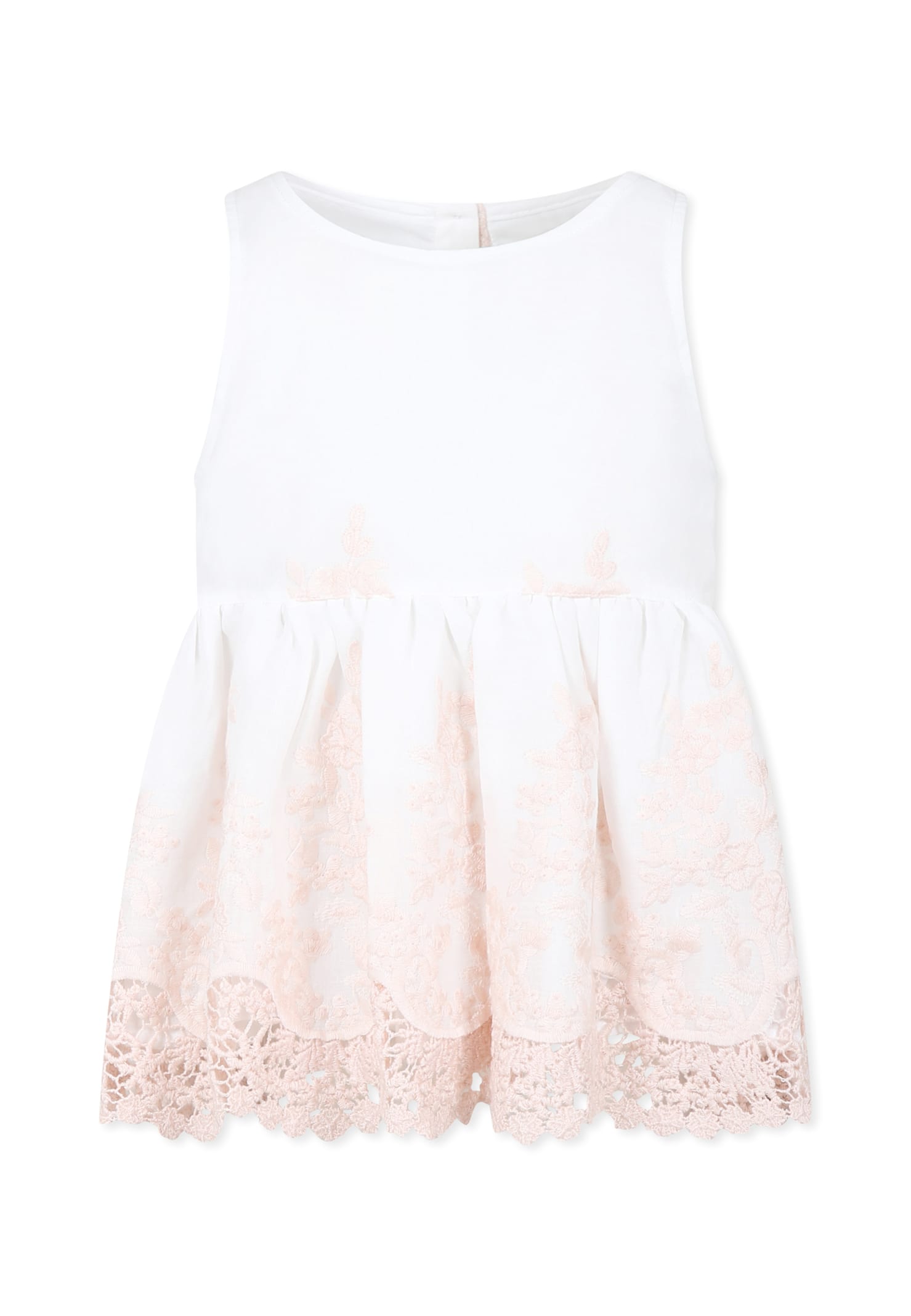 Shop Caffe' D'orzo Ivory Top For Girl With Embroidery