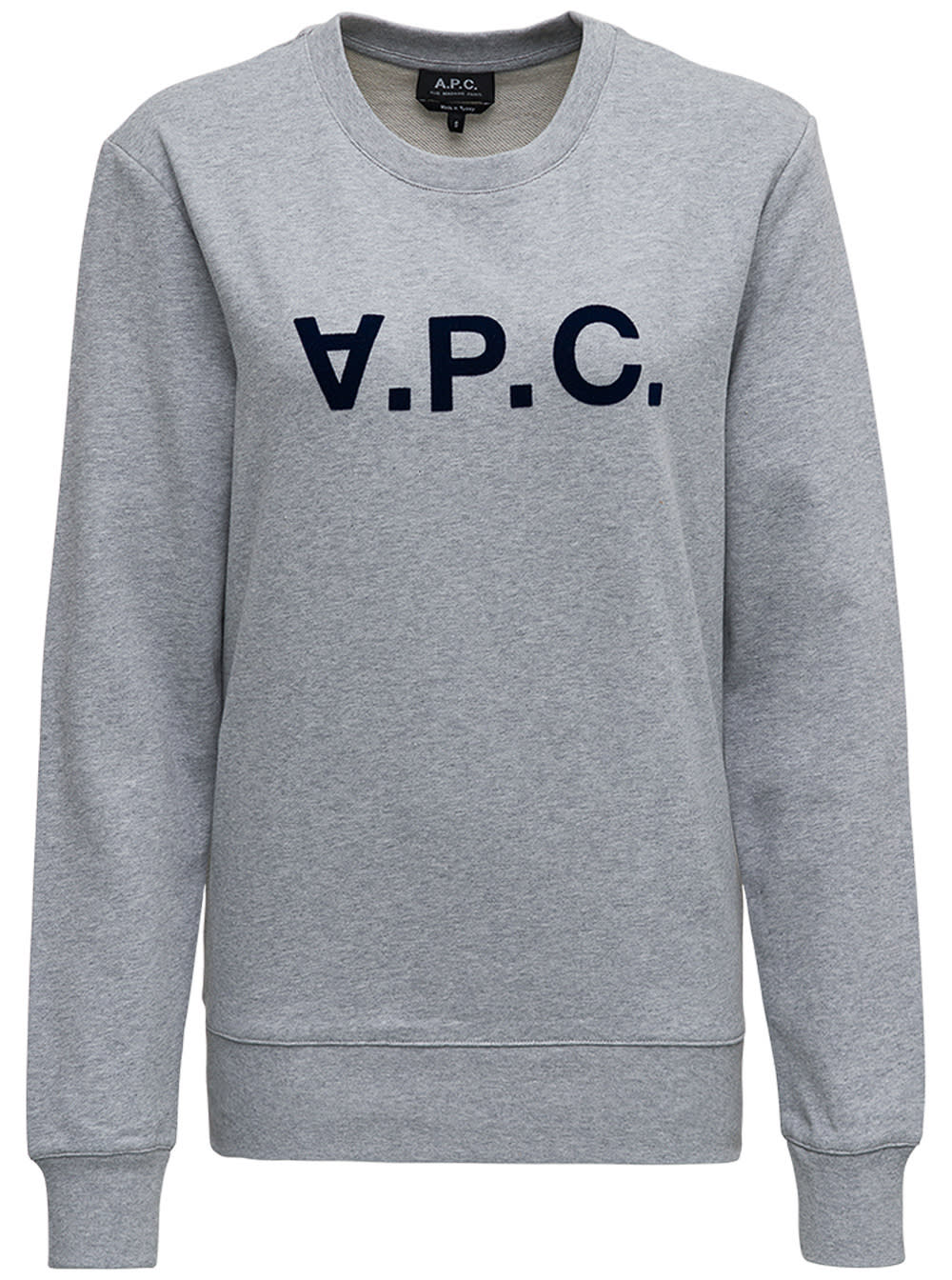 A.P.C. Grey Cotton Sweatshirt With Logo Print