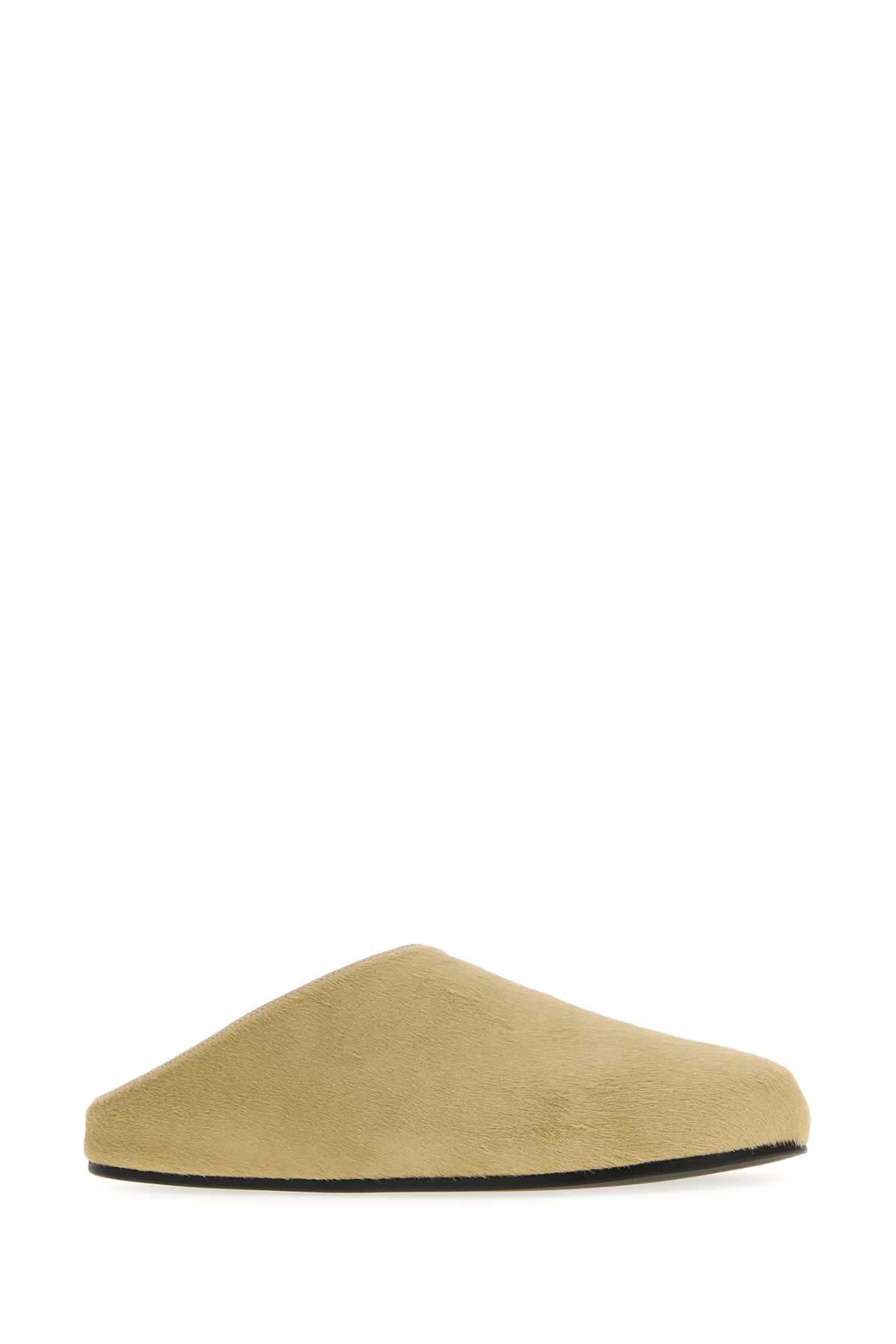 The Row Beige Calf Hair Hudson Slippers In Neutral