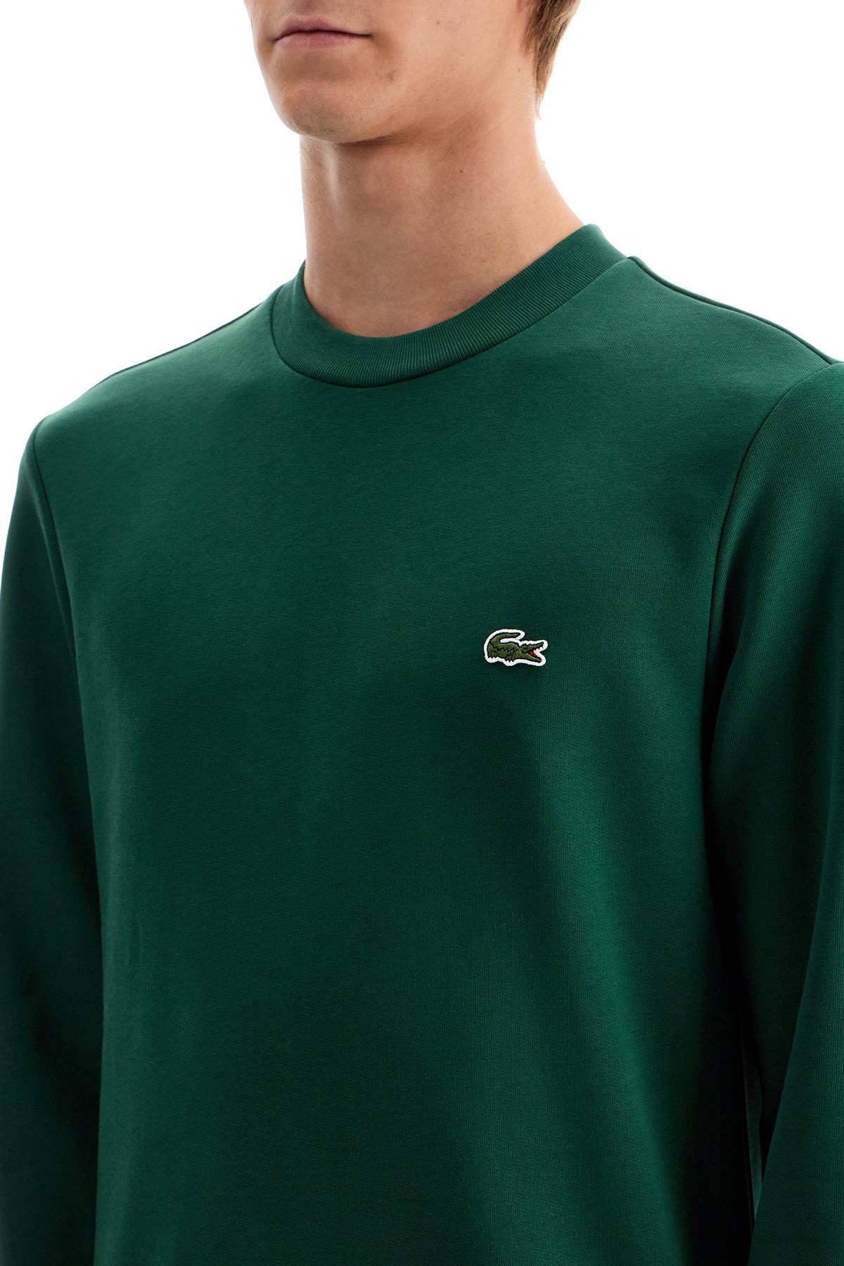 Lacoste Green Brushed Cotton Sweatshirt In Green