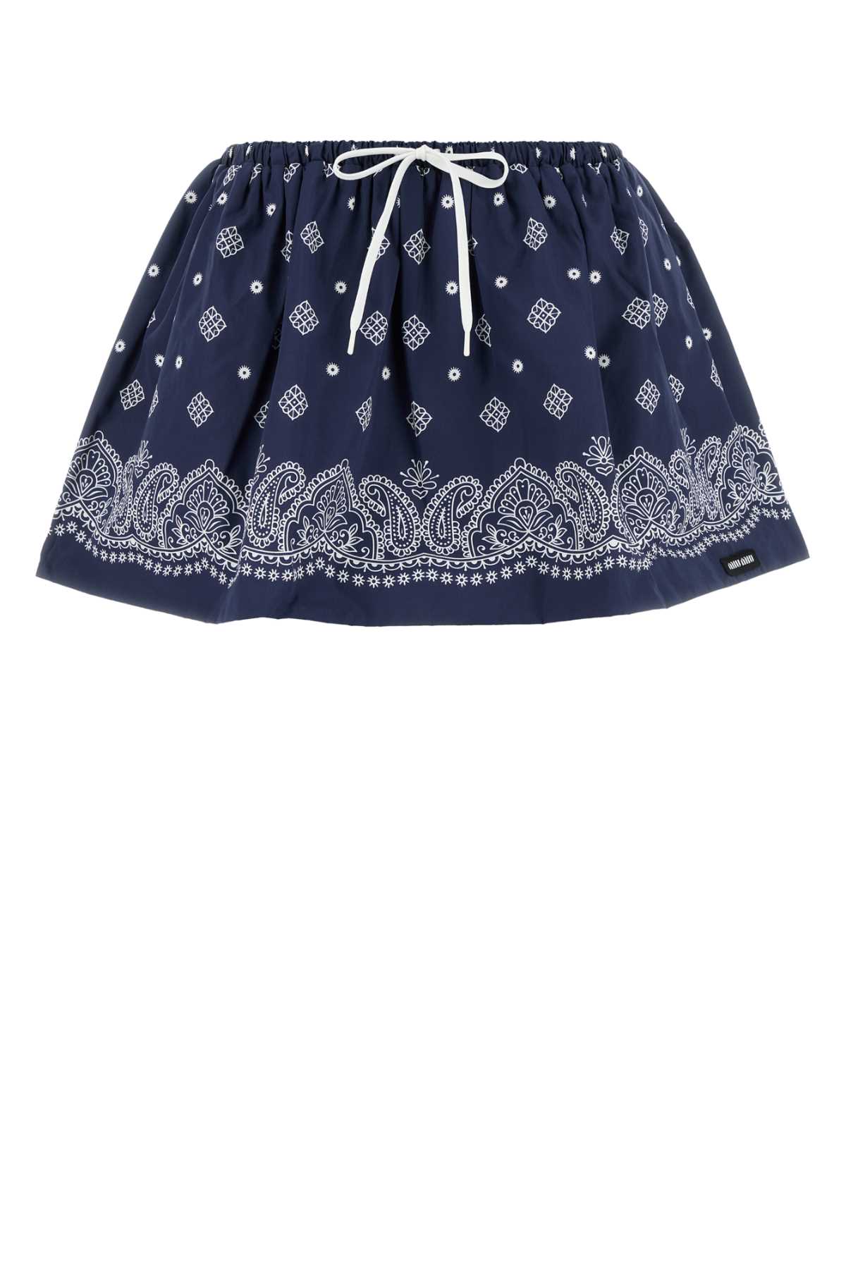MIU MIU PRINTED POPLIN MINI SKIRT
