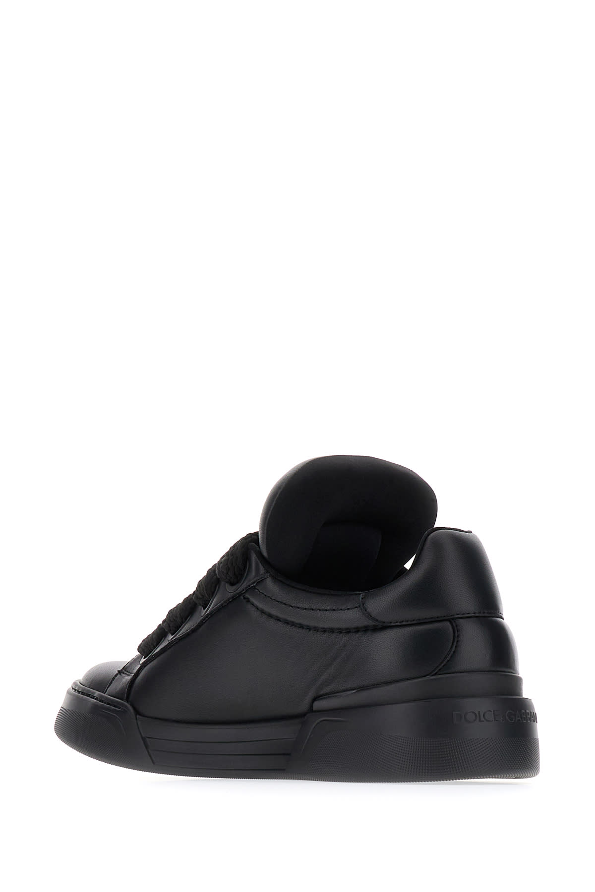 Shop Dolce & Gabbana Black Nappa Leather Mega Skate Sneakers In 80999