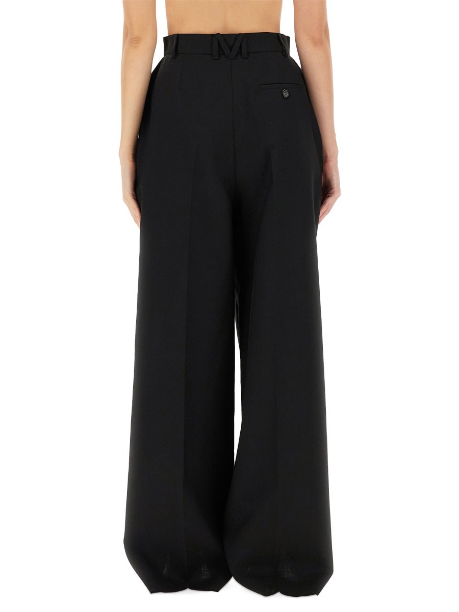 Moschino High Waist Wide Leg Trousers In Black