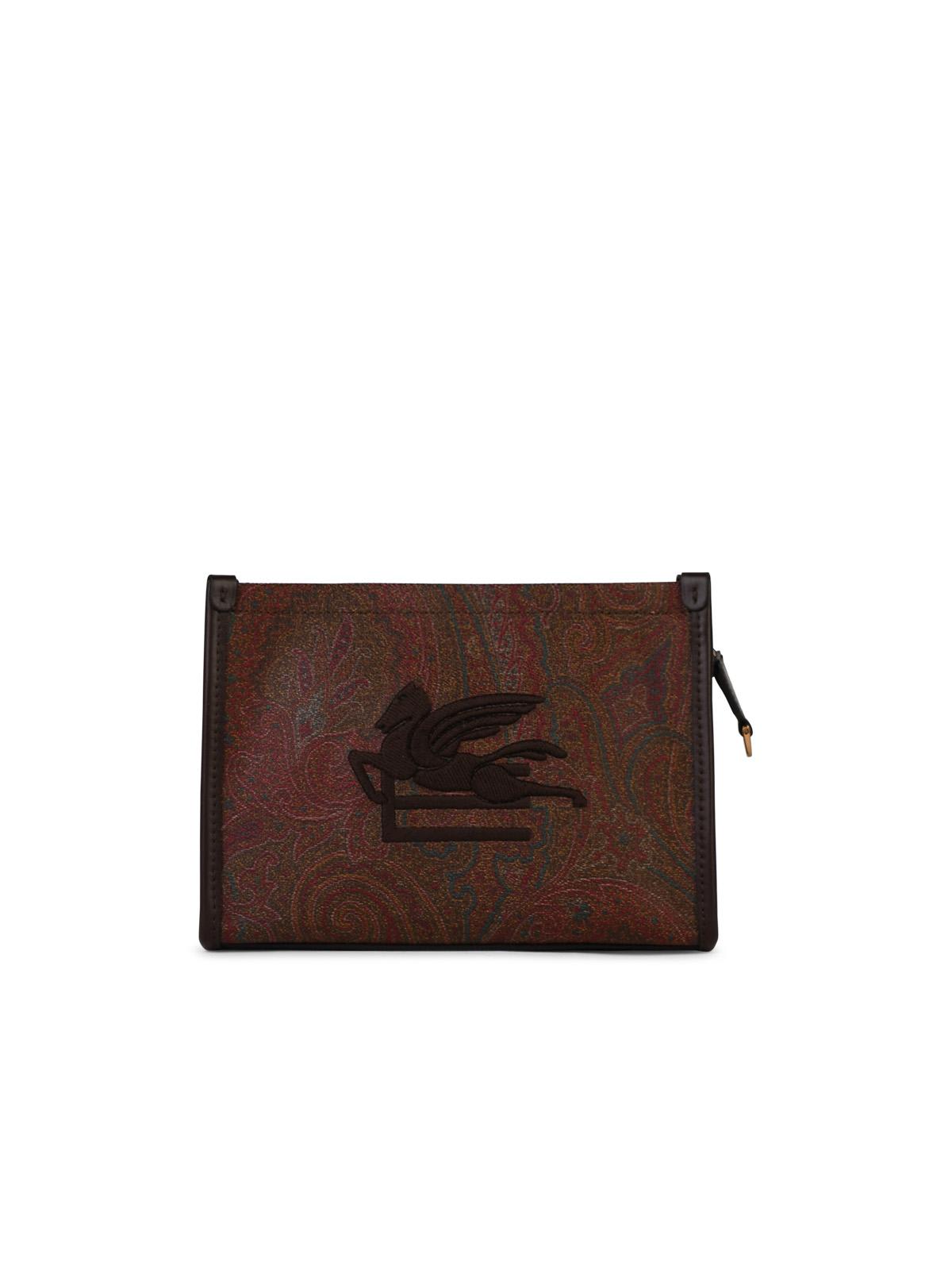Etro Arnica Brown Leather Clutch Bag