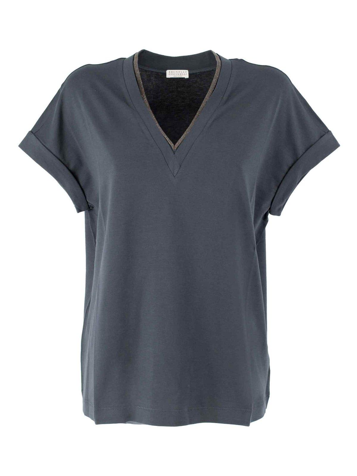 Embellished V-neck T-shirt