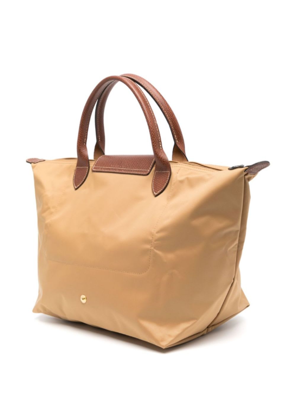 Longchamp M Le Pliage Original Beige Handbag With Embossed Logo In Canvas Woman In Beige