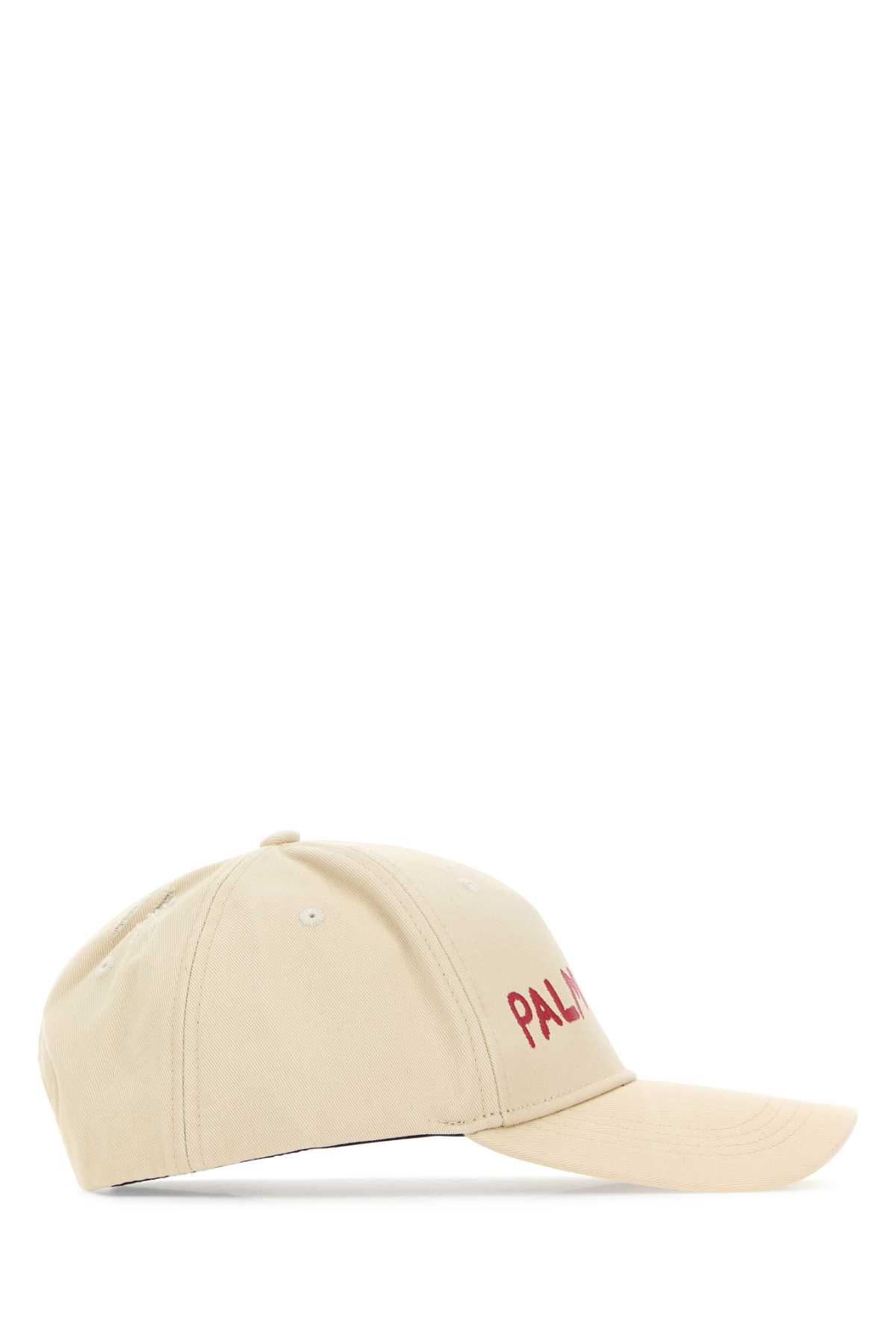 Shop Palm Angels Ivory Cotton Baseball Cap In Whitered