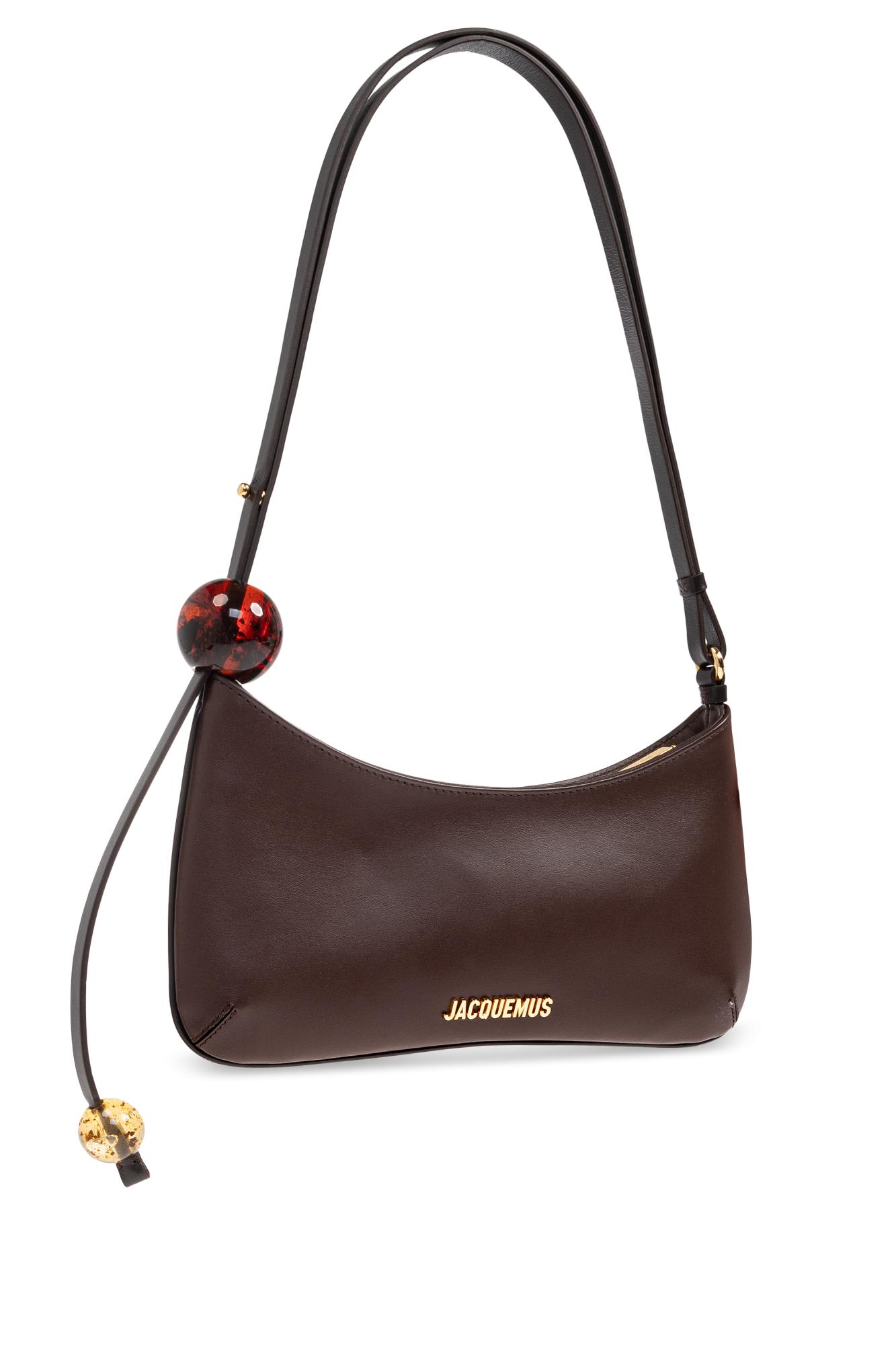 Jacquemus Womens Le Bisou Perle Leather Shoulder Bag Medium Brown In Brown