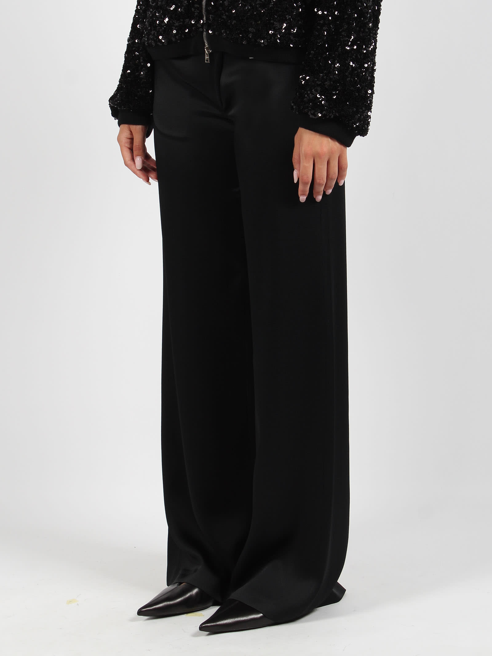 Shop Herno Satin Fluid Trousers In Black