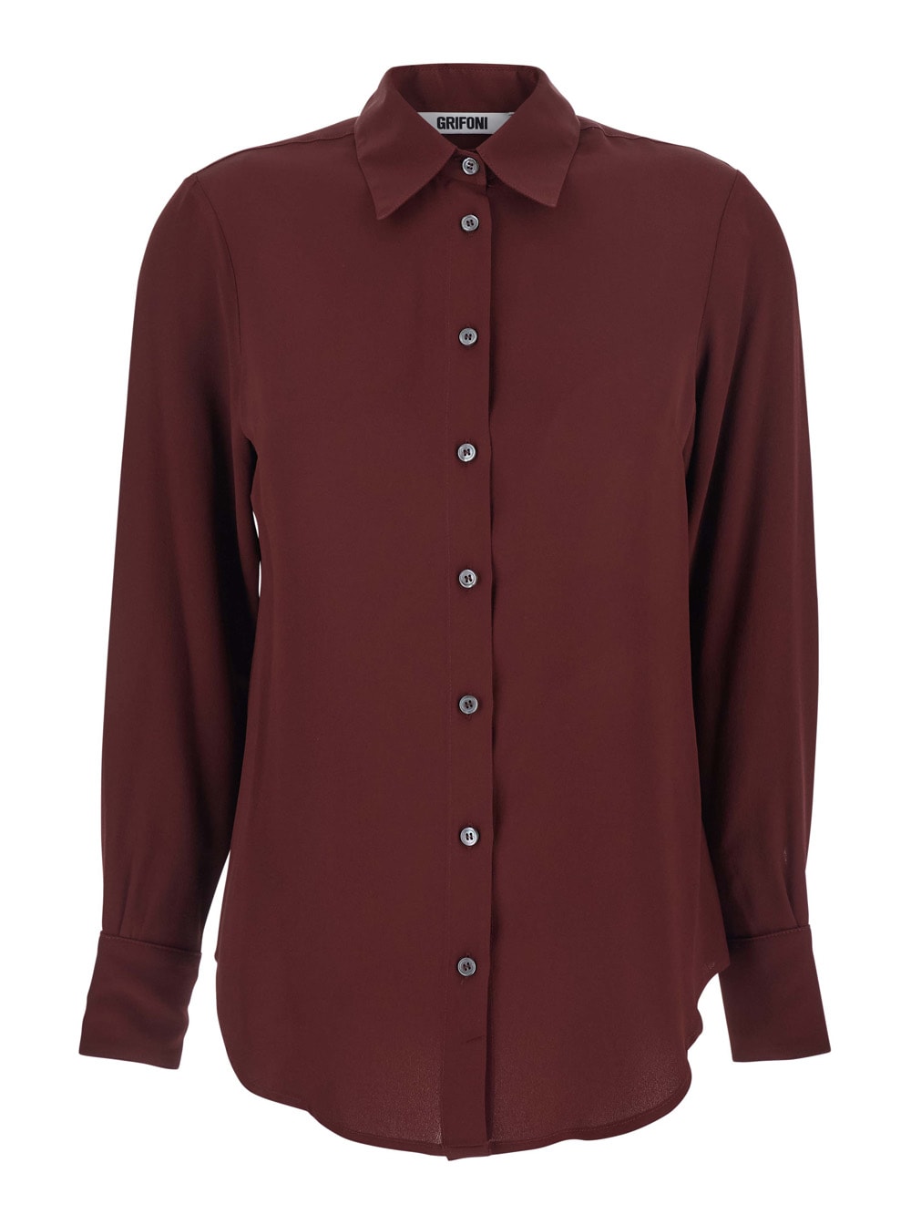 Mauro Grifoni Bordeaux Shirt With Classic Collar And Buttoned Cuffs In Cotton Blend Woman In Burgundy