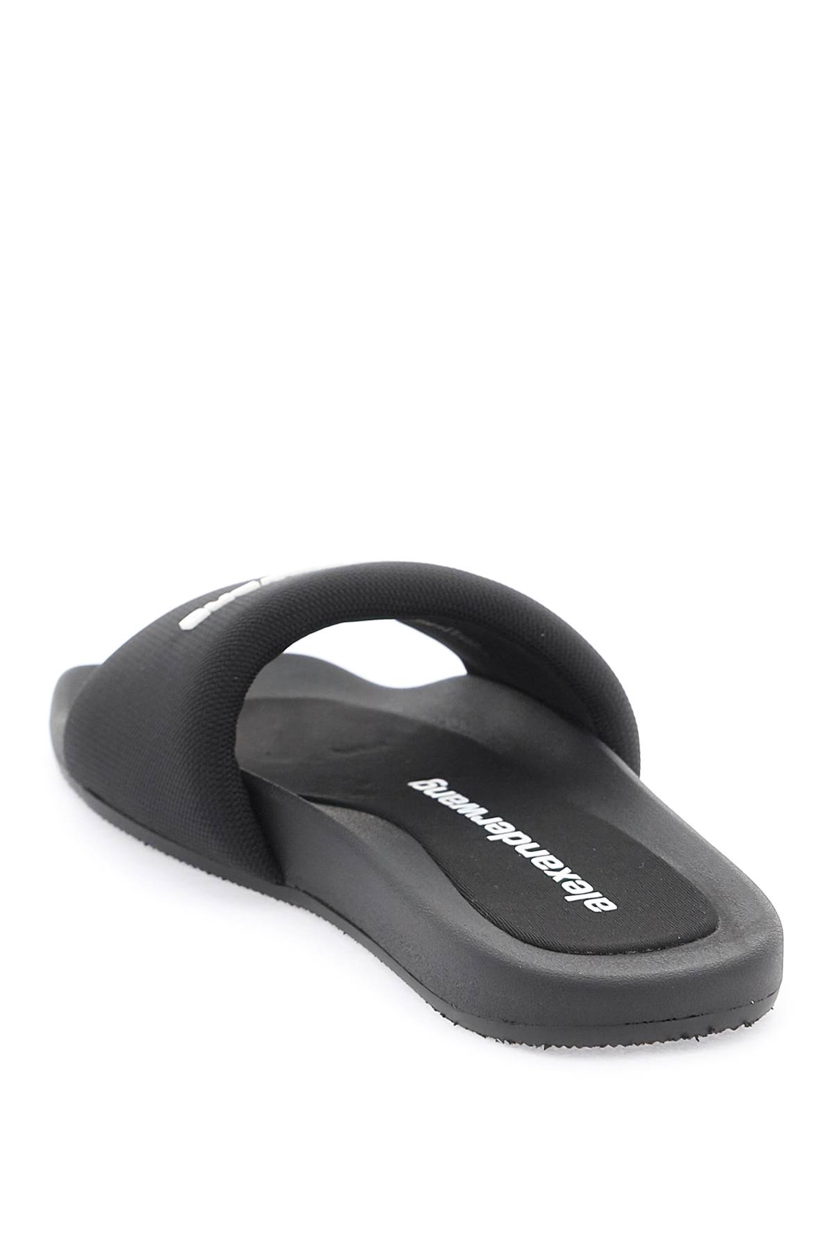 Shop Alexander Wang Logo Strap Slipper With Branded In Black (black)