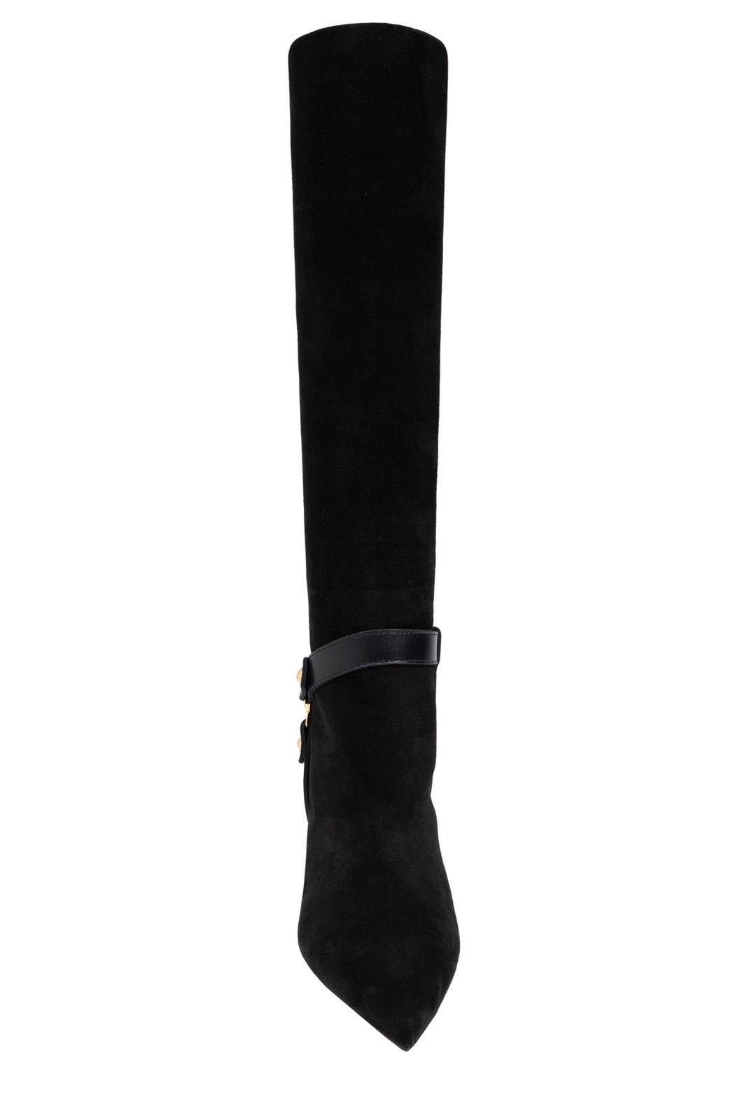 Shop Balmain Eva Knee-high Heeled Boots In Nero