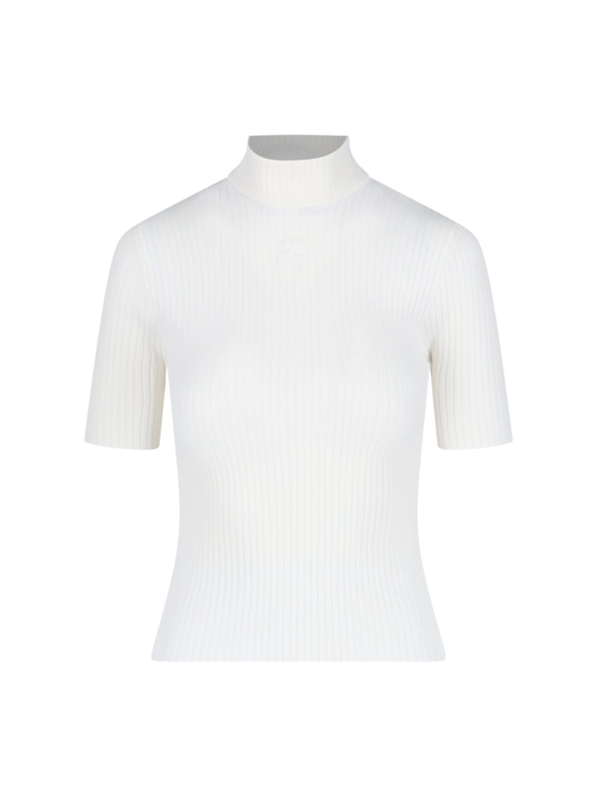 Shop Courrèges Logo Ribbed Top In White