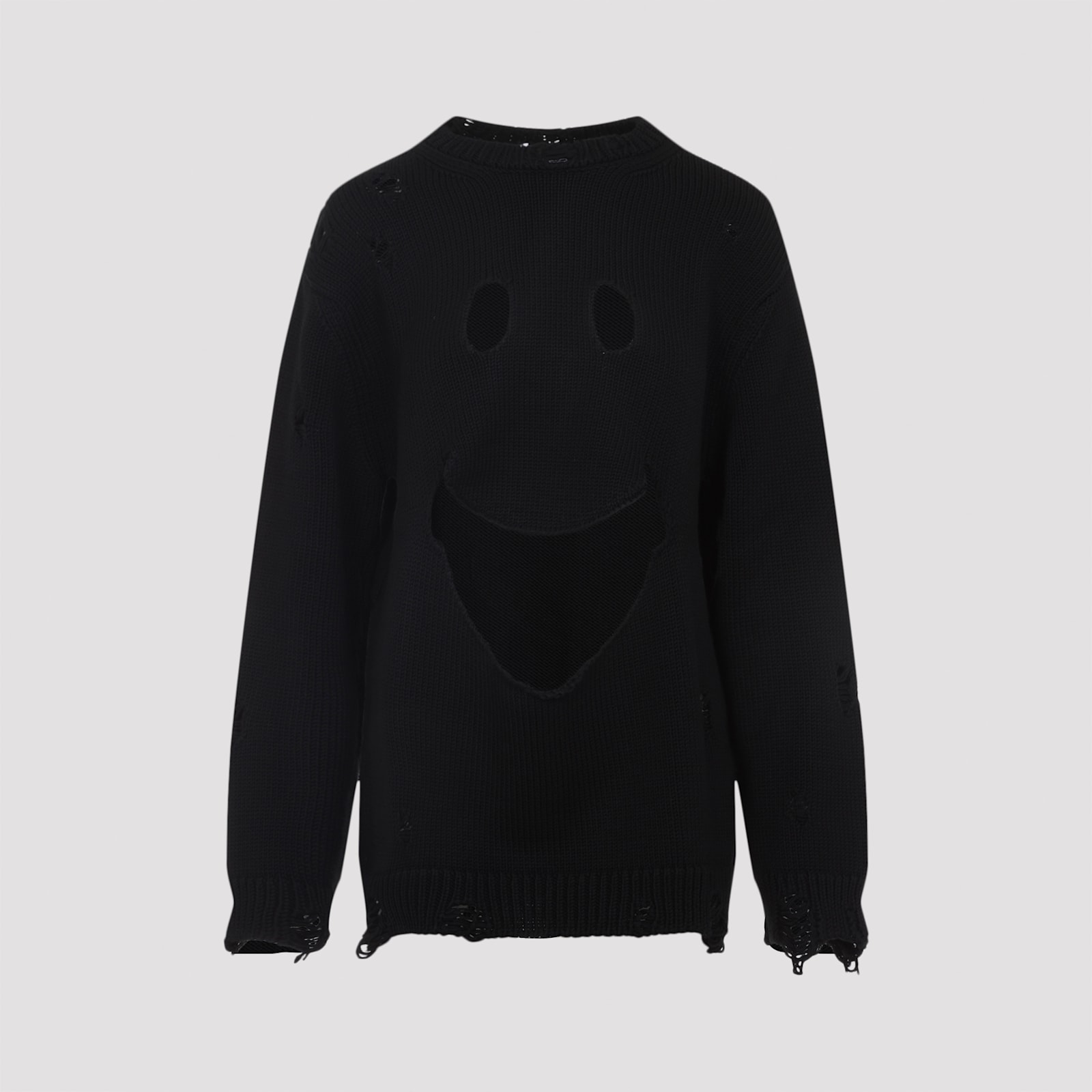 Moschino Oversized Pullover In Carved Wool In Black