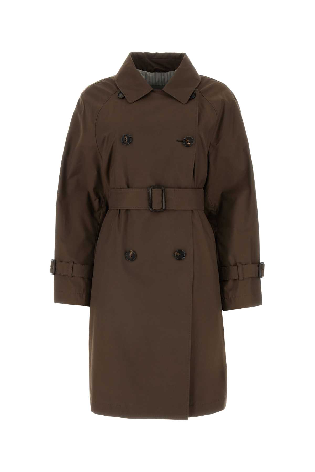 Shop Max Mara The Cube Chocolate Twill Titrench Trench In Cuoio