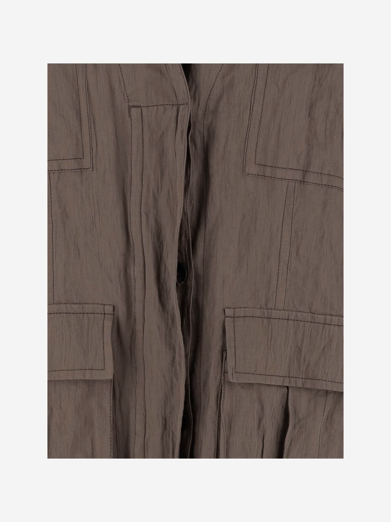 Shop Ferragamo Cotton Ruched Effect Jacket In Brown