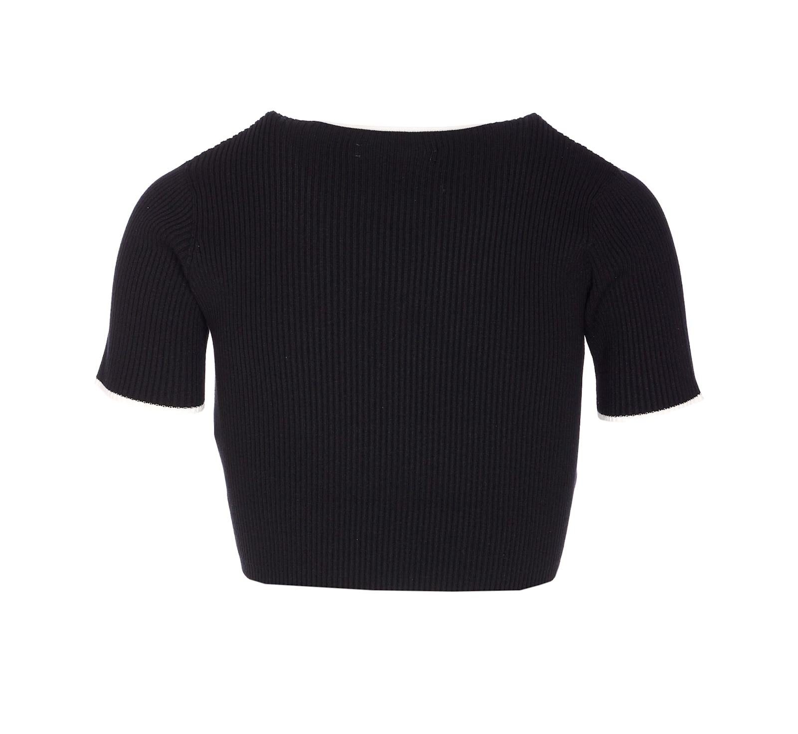 Amiri Ribbed Texture Crop Top With Contrast Trim