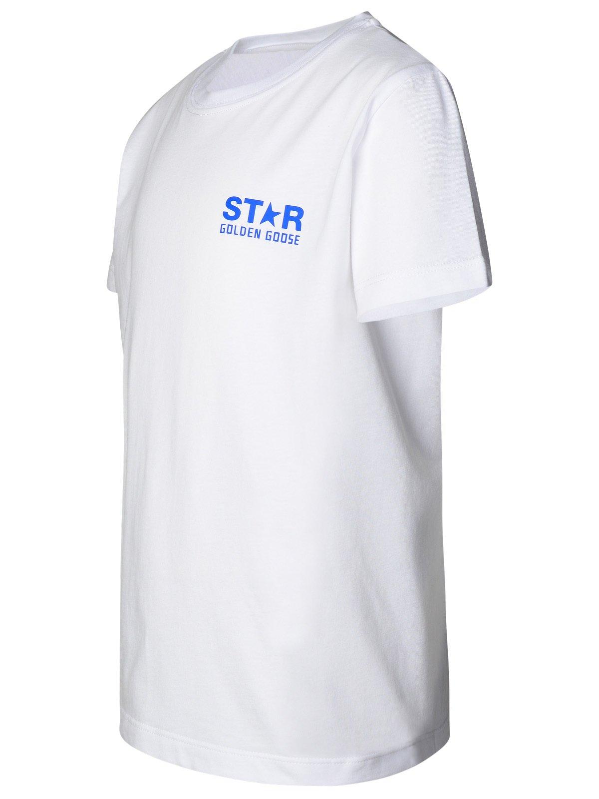 Shop Golden Goose Star-printed Crewneck T-shirt In White/ Blue Royal