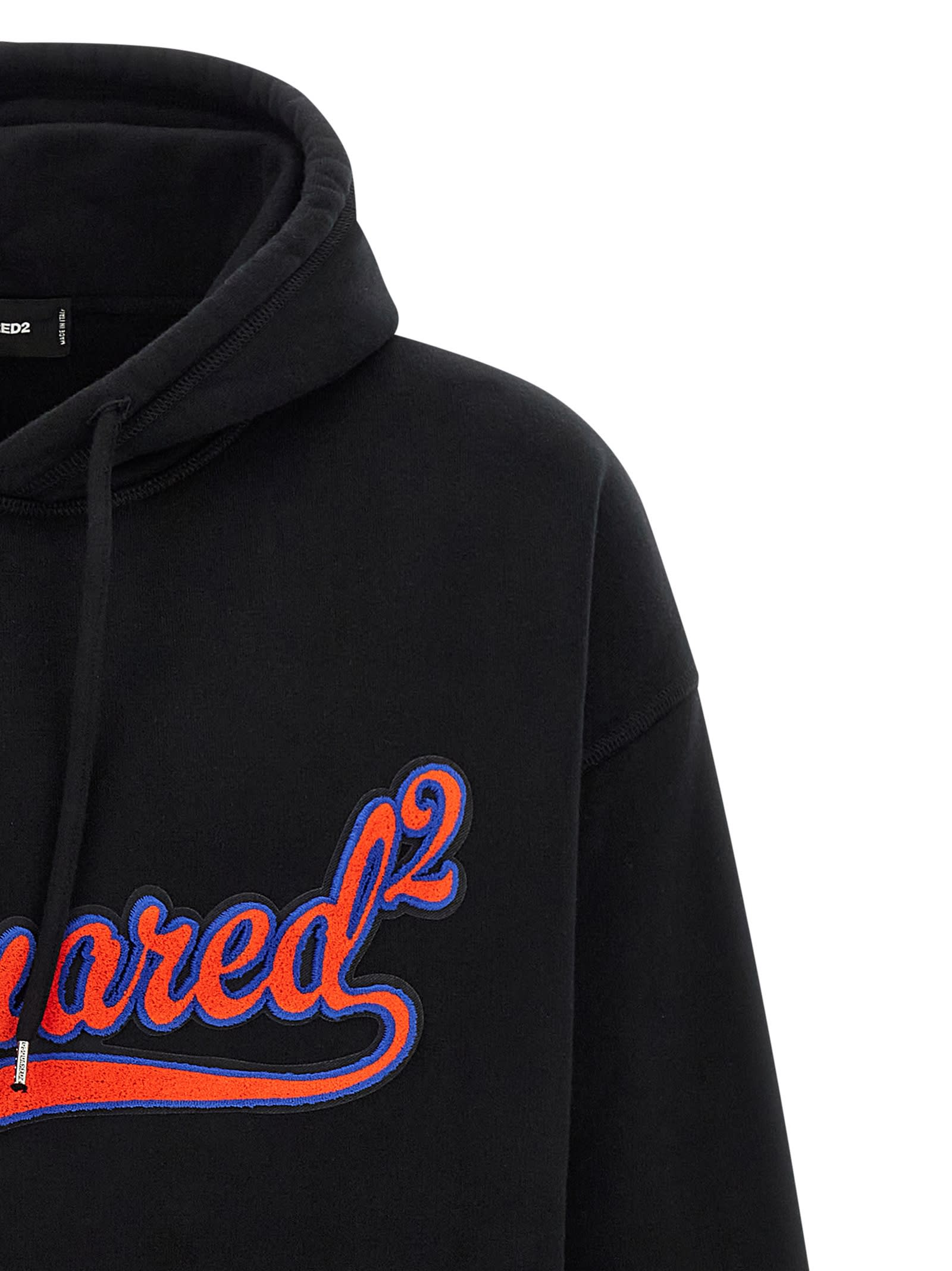 Dsquared2 Sponge Patch Hoodie In Black