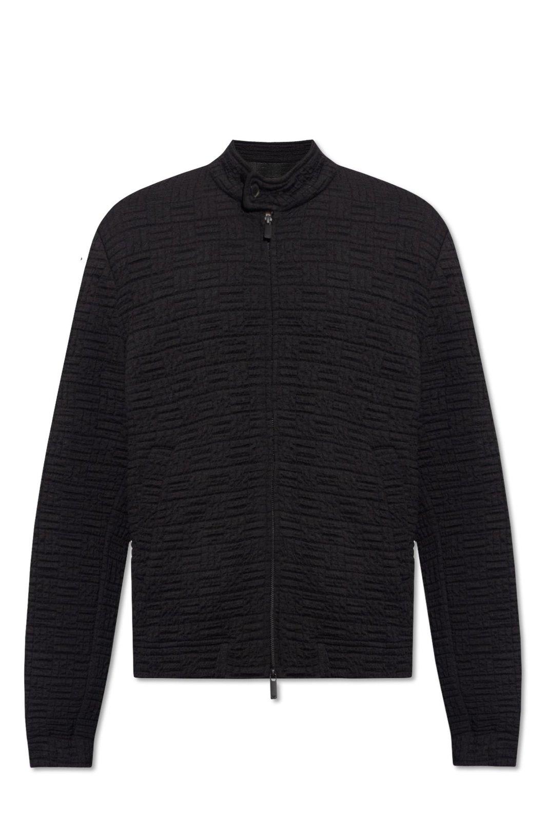 Shop Emporio Armani Textured Jacket In Black