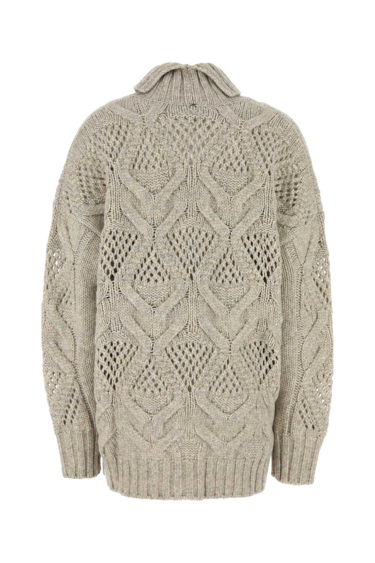 Sportmax Grey Wool Blend Edicola Oversize Sweater In Grigio Perla