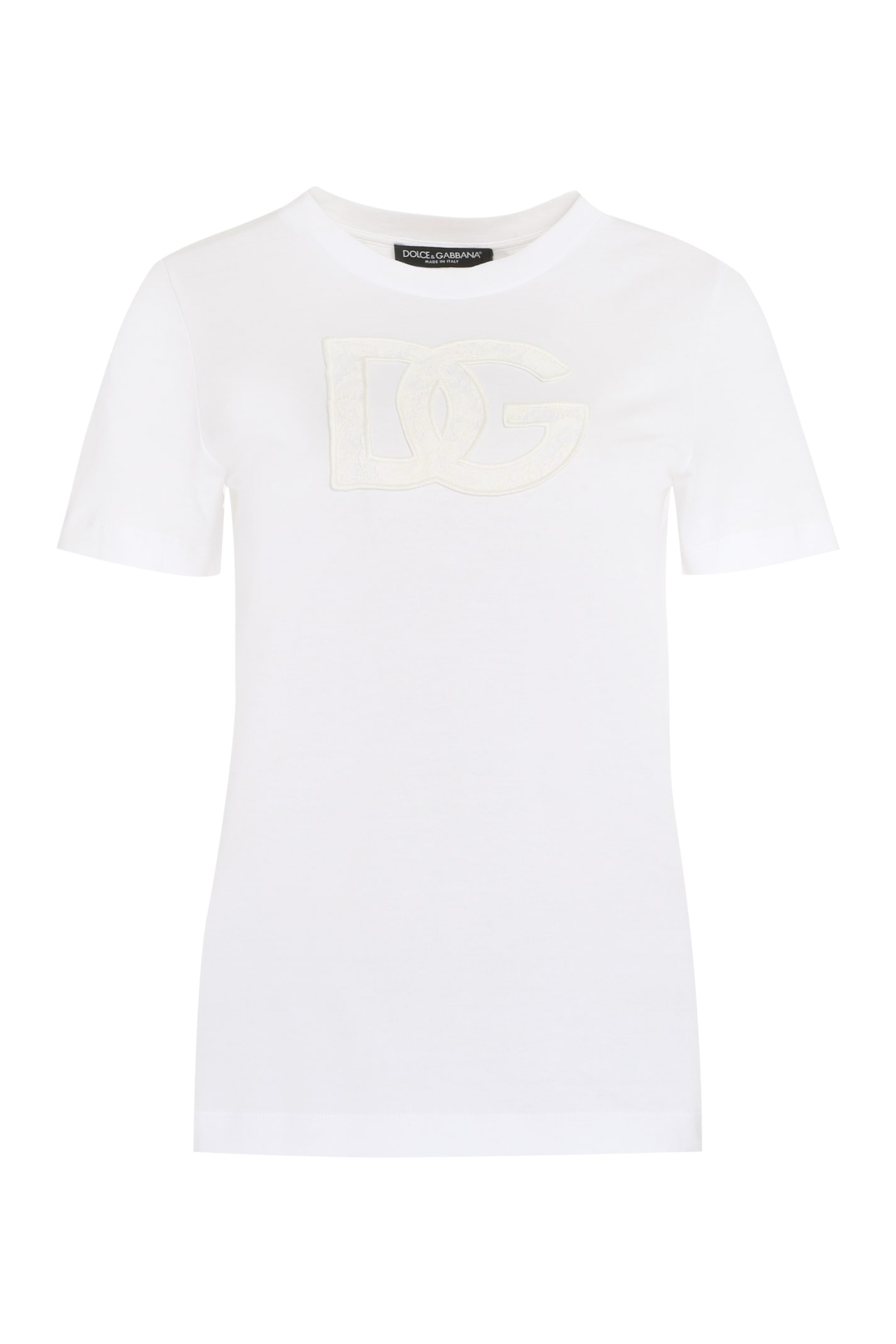 Dolce & Gabbana Dolce&gabbana White Crew Neck T Shirt With Logo Embroidery In Cotton In White