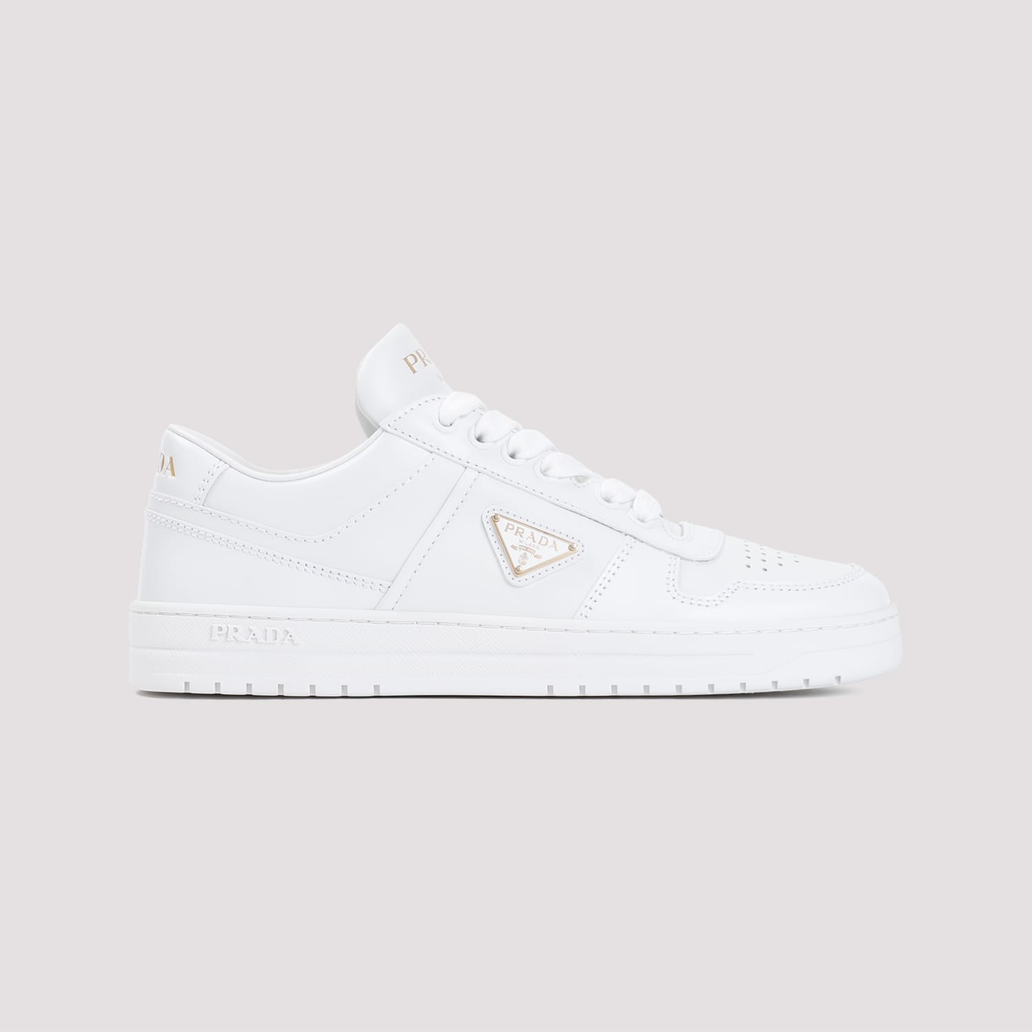 Prada Leather Sneakers In Bianco