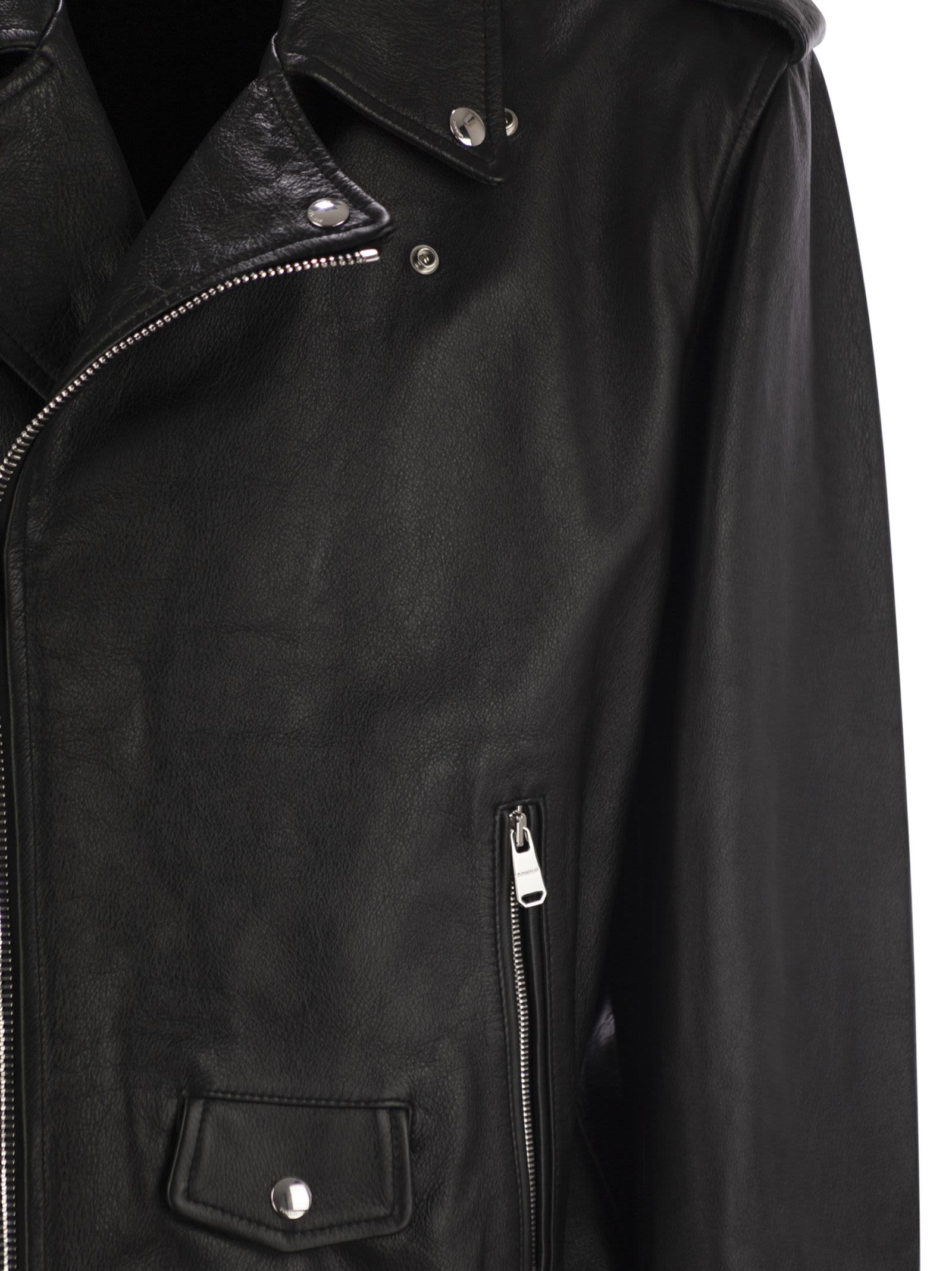 Dondup Leather Jacket In Black