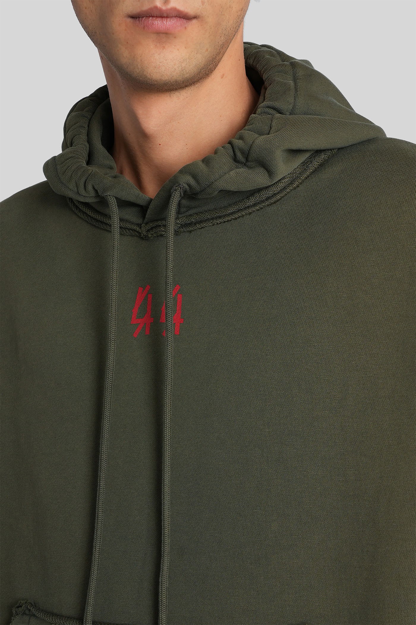 44 Label Group Logo-print Frayed-edge Hoodie In Green