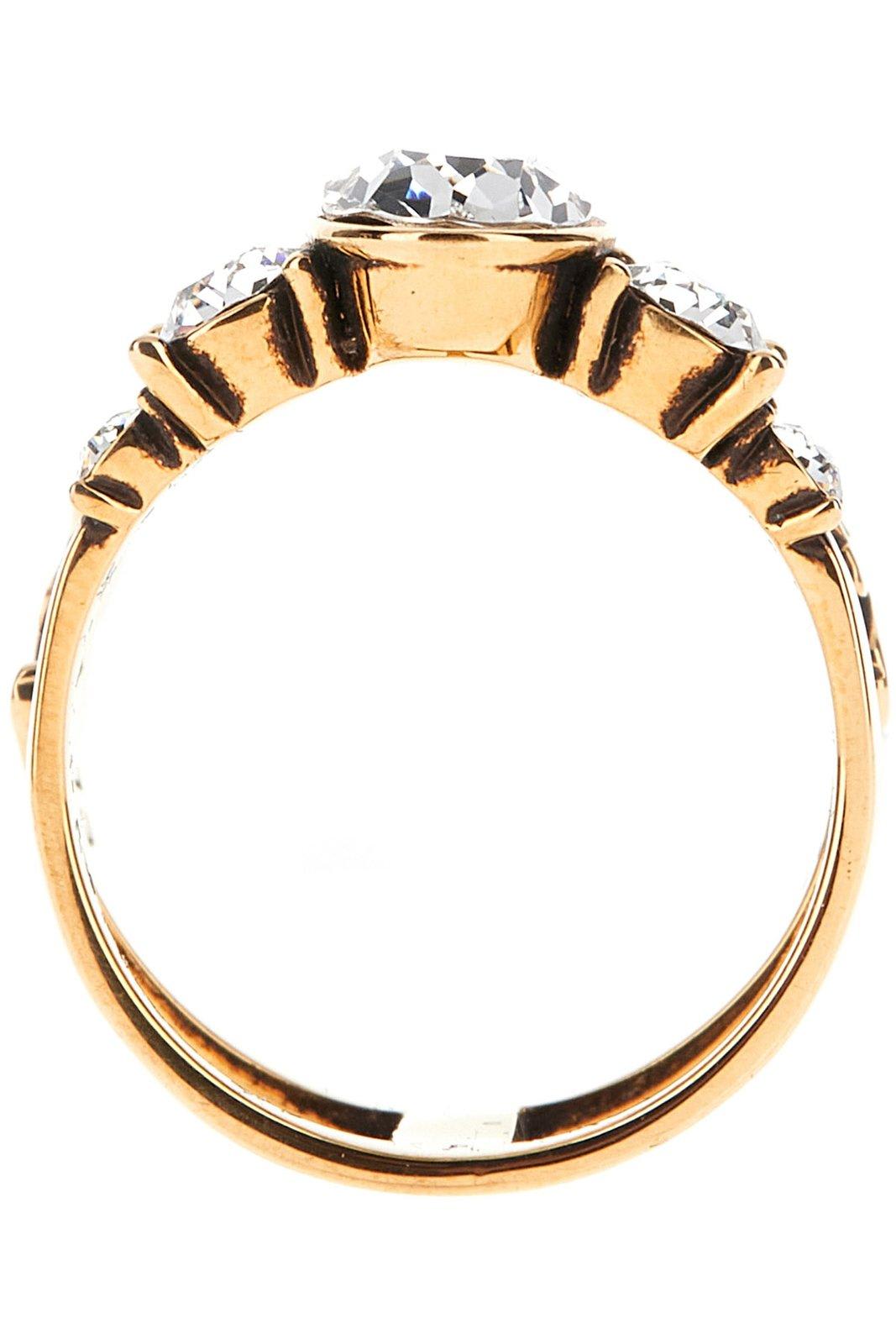 Shop Alexander Mcqueen Logo Detailed Embellished Signet Ring