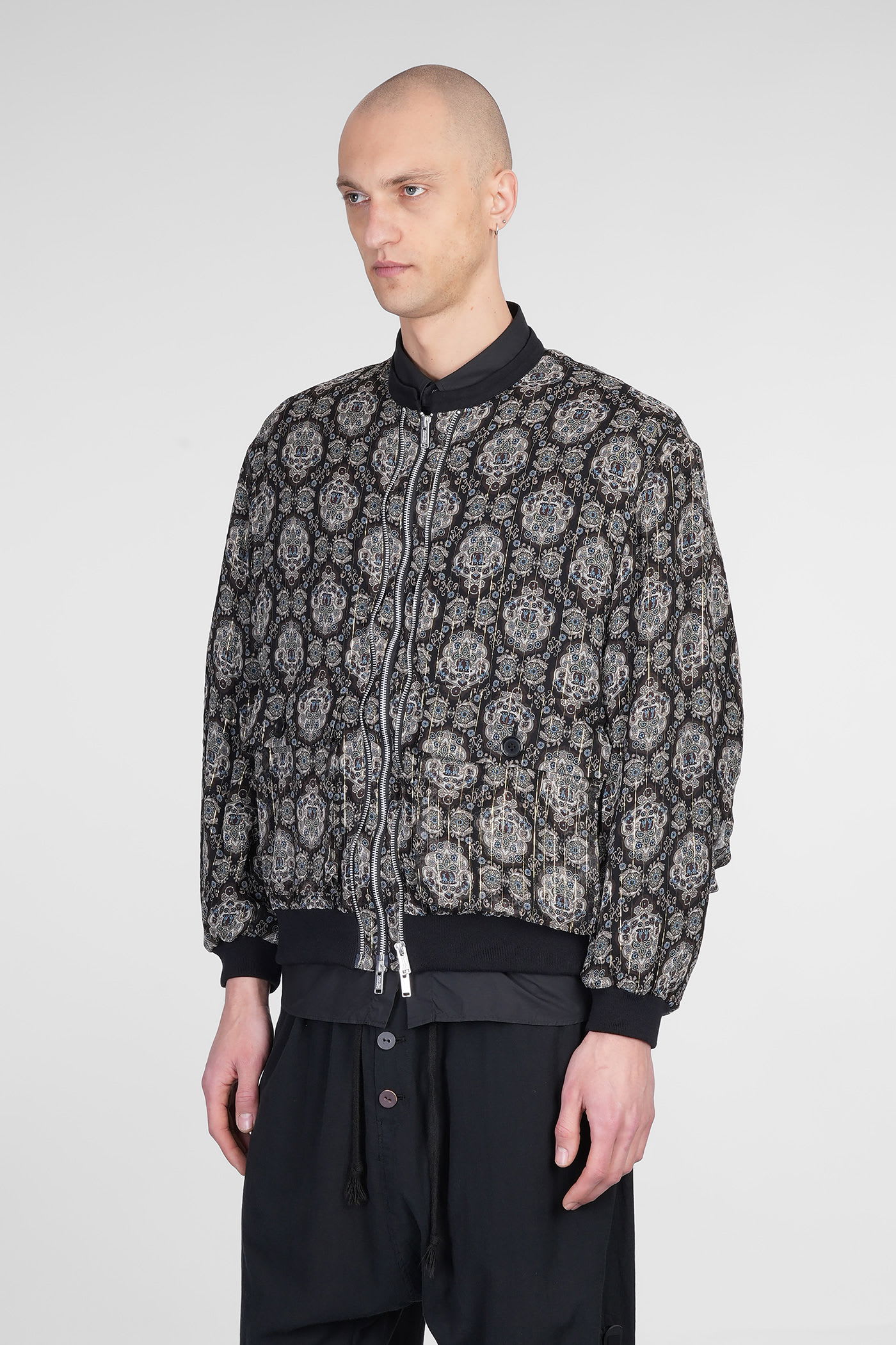 Undercover Casual Jacket In Multicolor Silk In Black