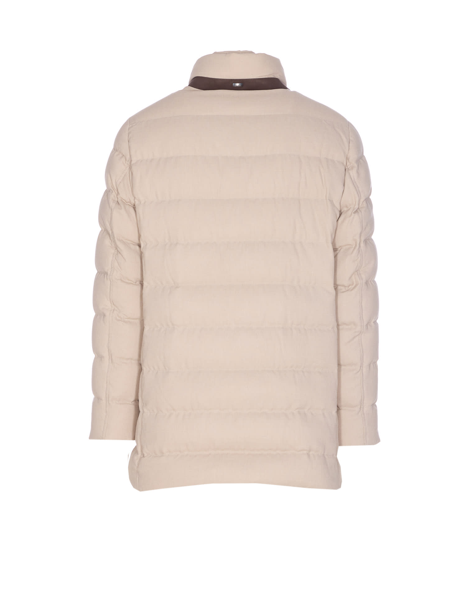 Herno Beige Single Breasted Down Jacket In Neutral